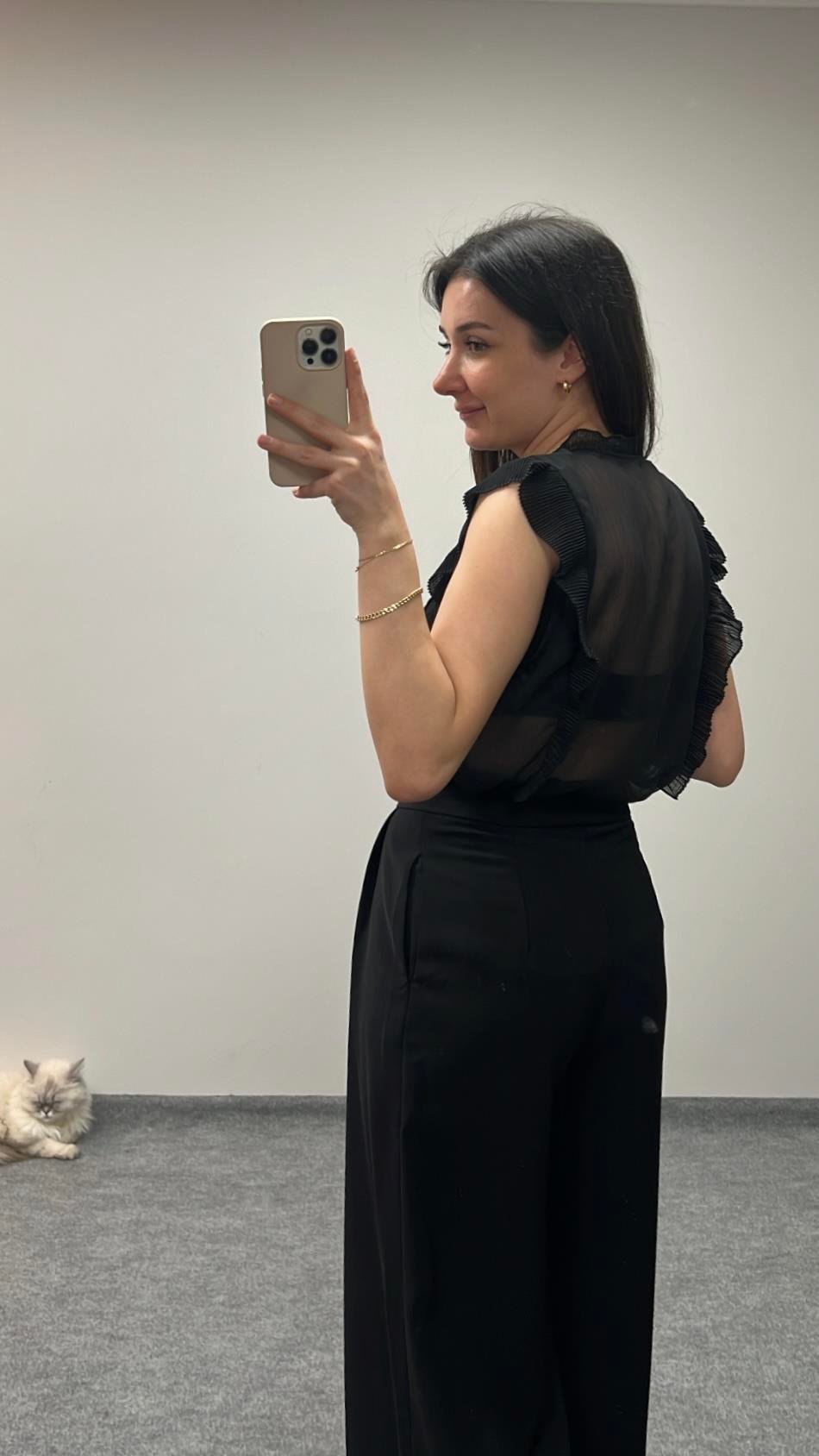 MARKA SİYAH TRANSPARAN BLUZ