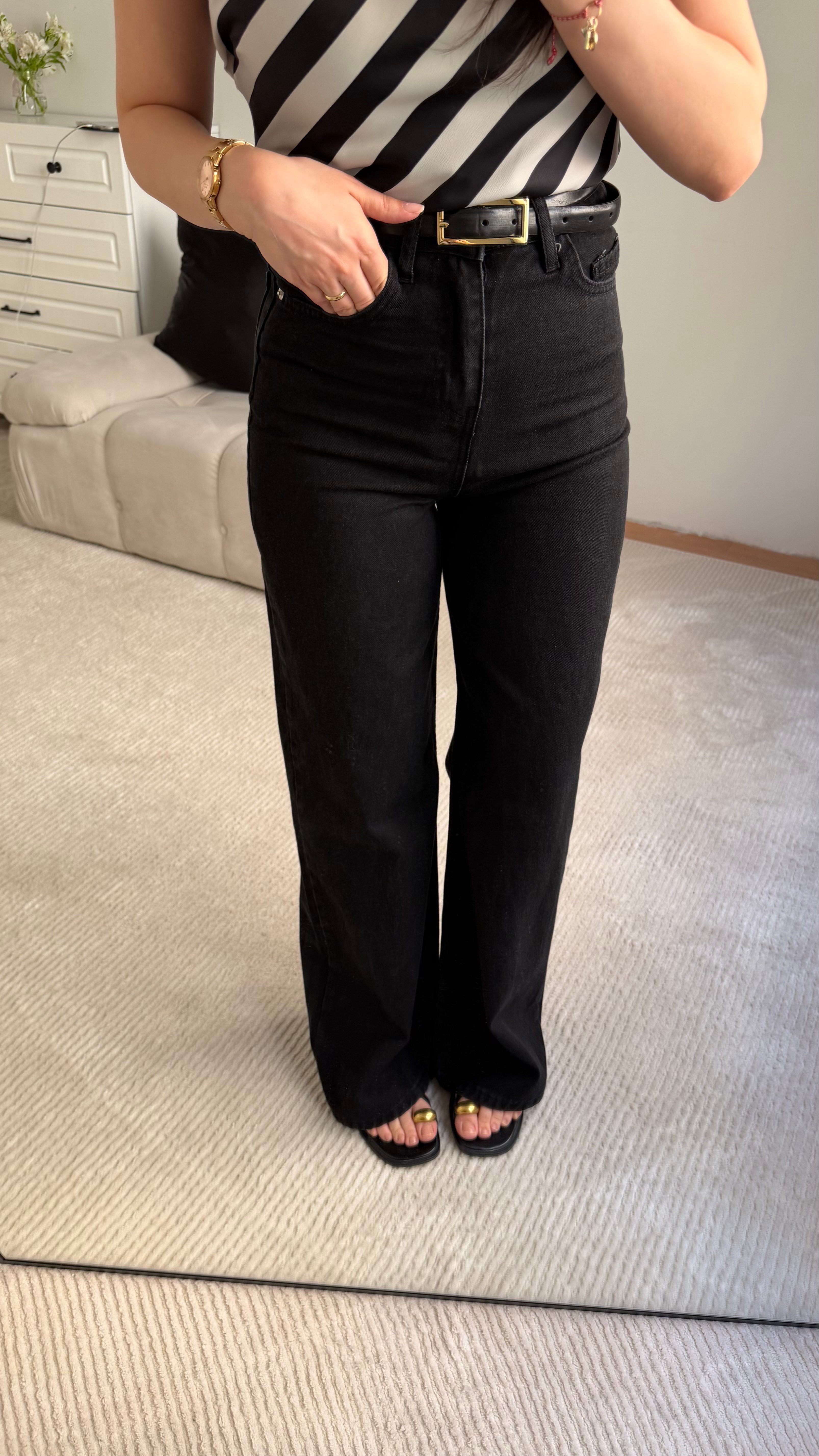 Marka Siyah Wide Leg Jean