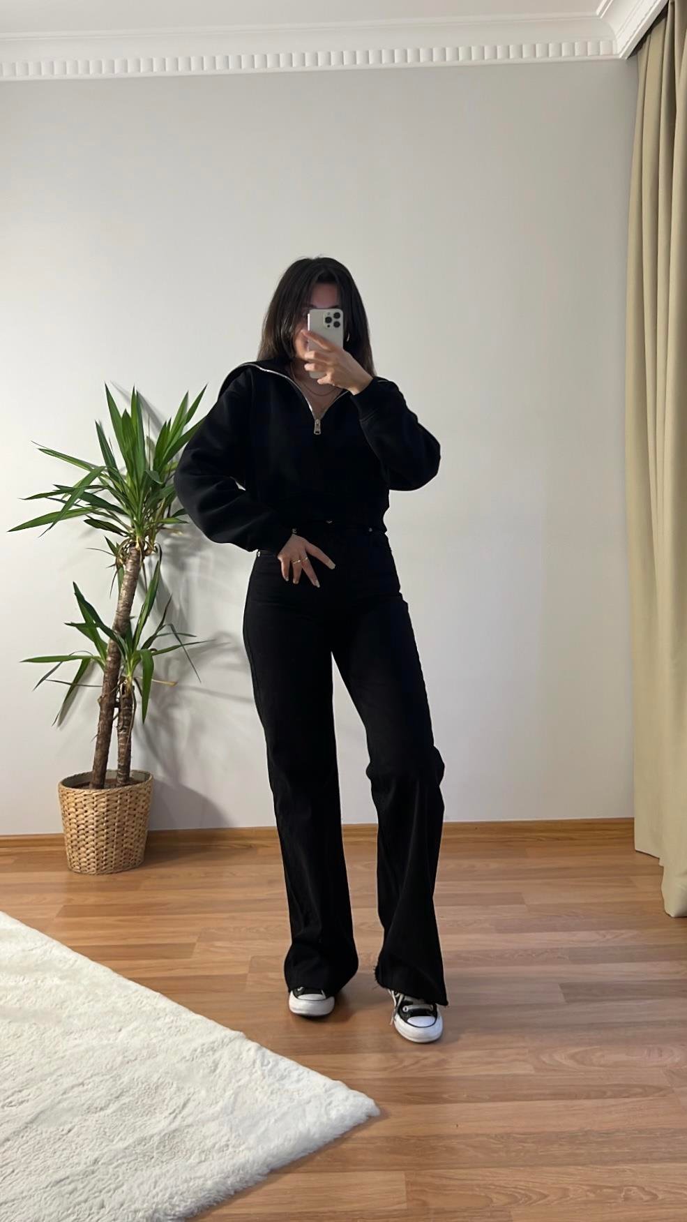 MARKA SİYAH WİDE LEG JEAN