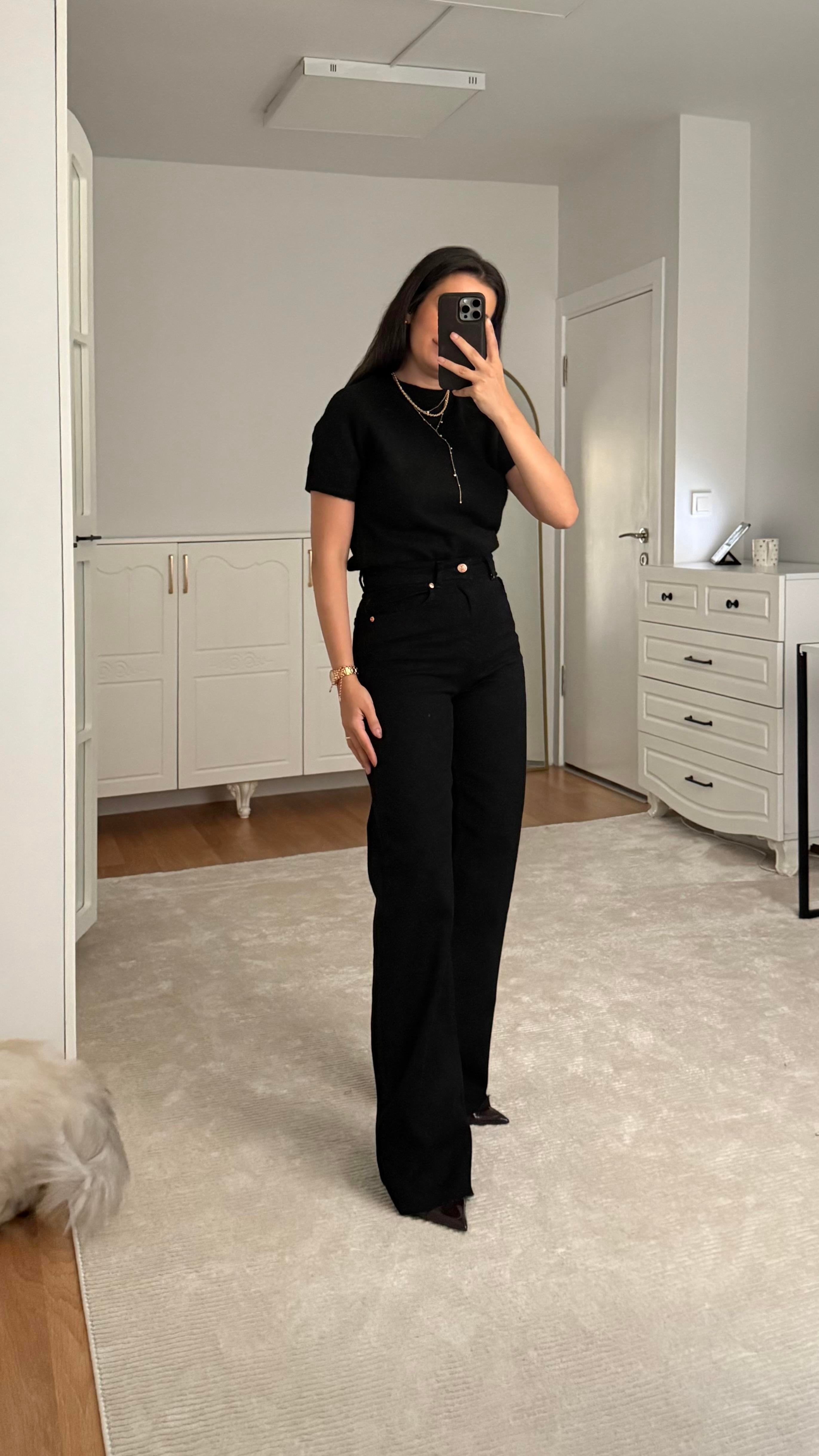 Marka Siyah Wide Leg Jean