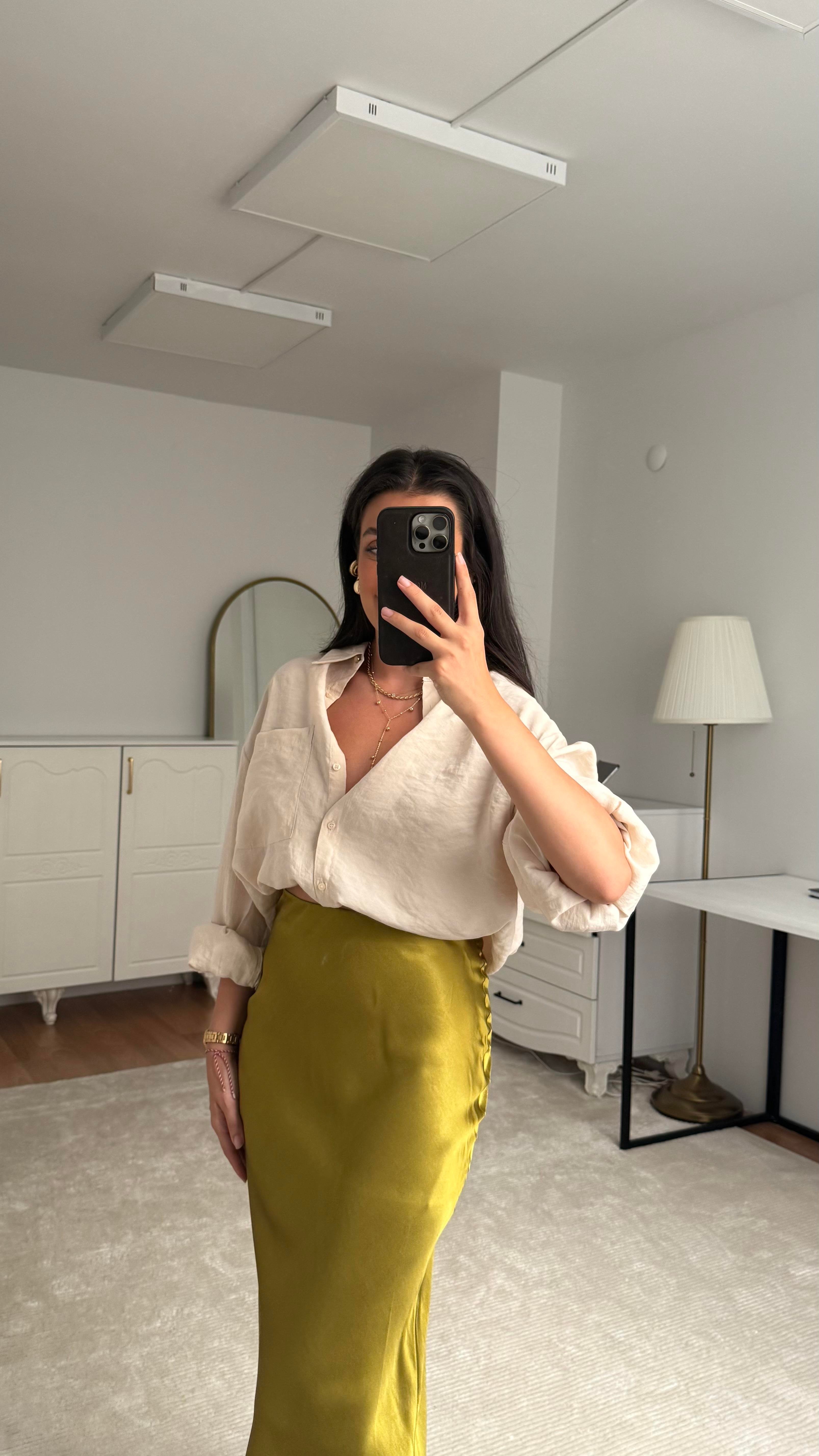 Marka Soft Bej Tensel Gömlek