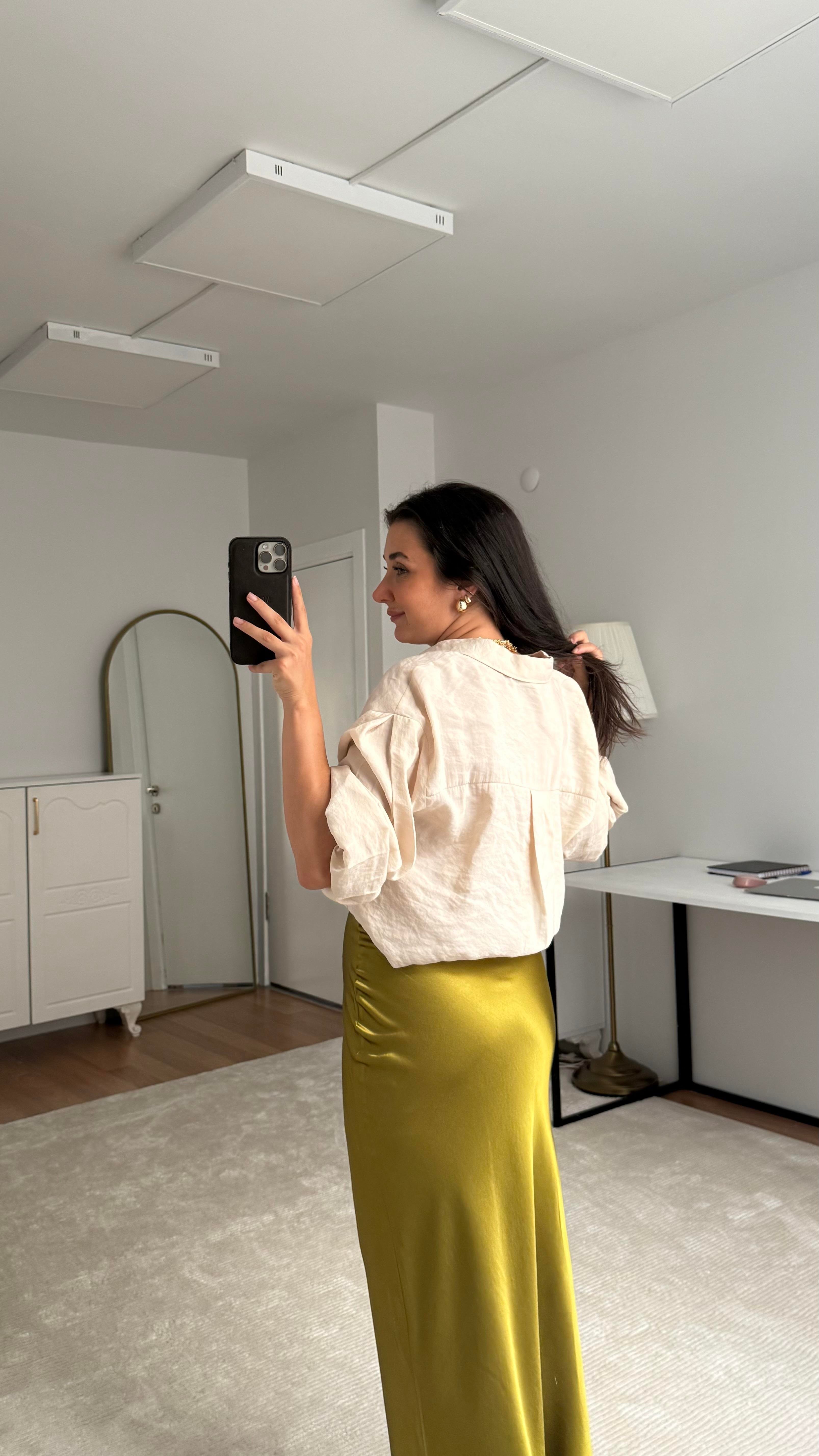 Marka Soft Bej Tensel Gömlek