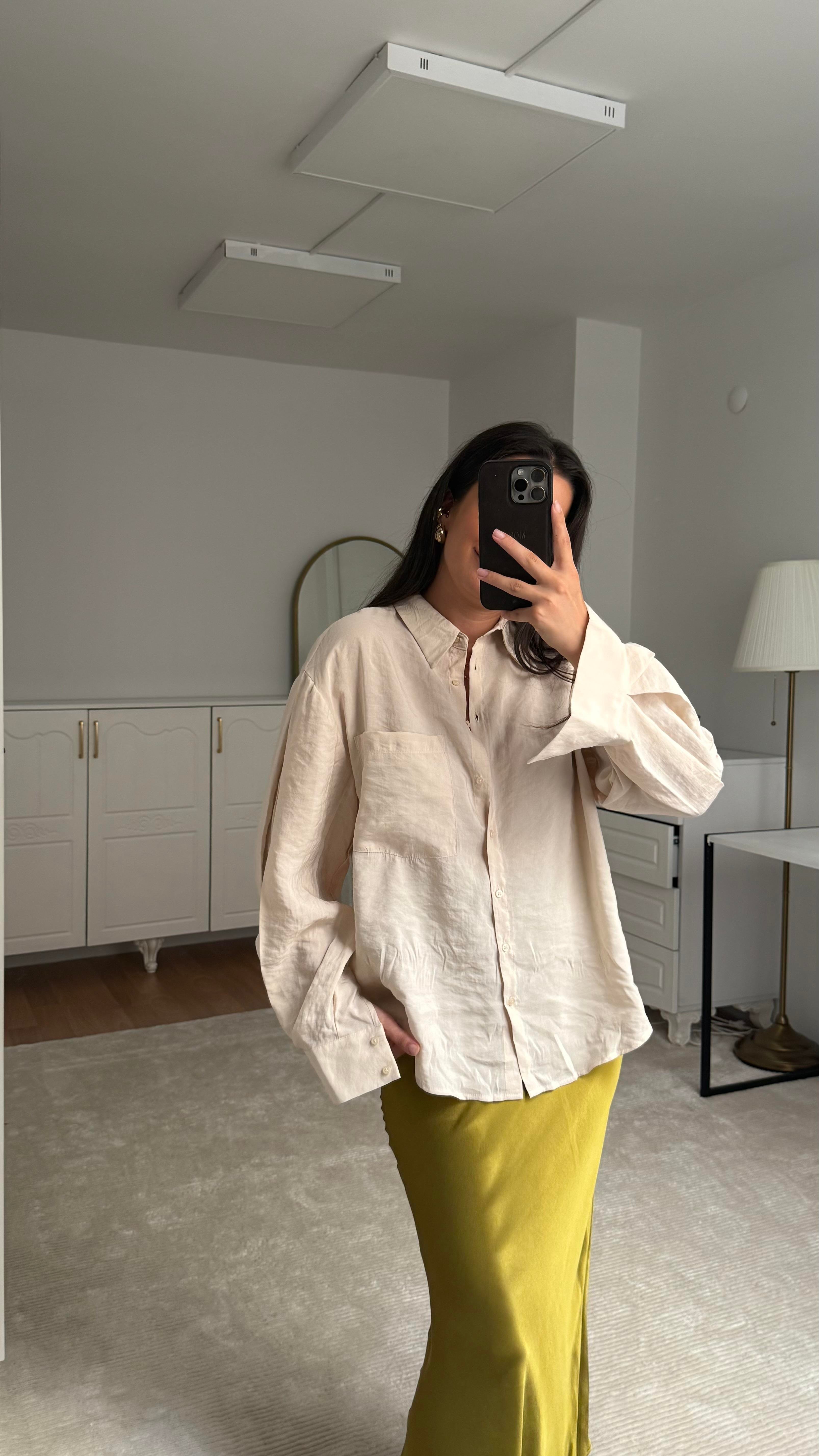 Marka Soft Bej Tensel Gömlek