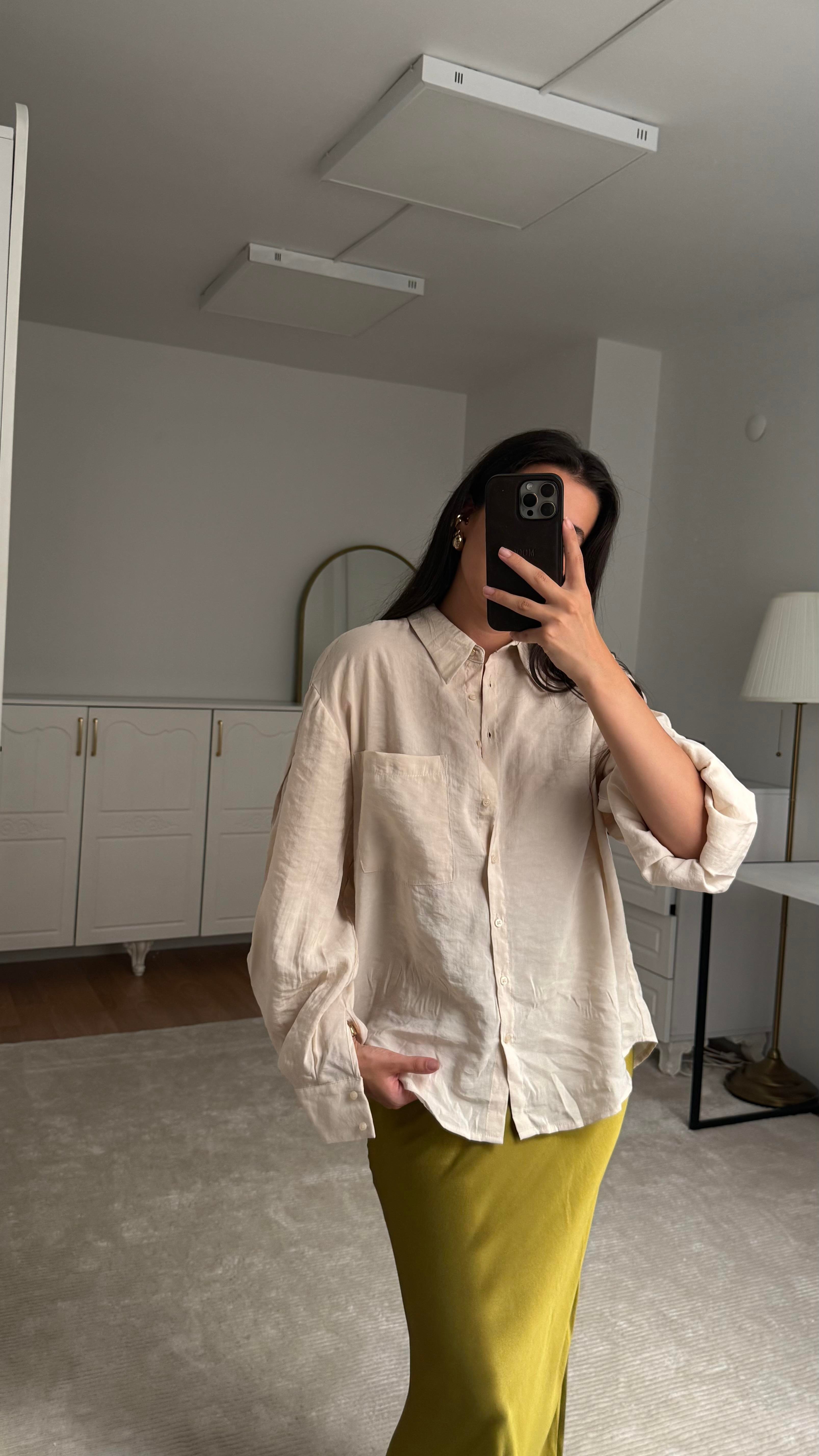 Marka Soft Bej Tensel Gömlek