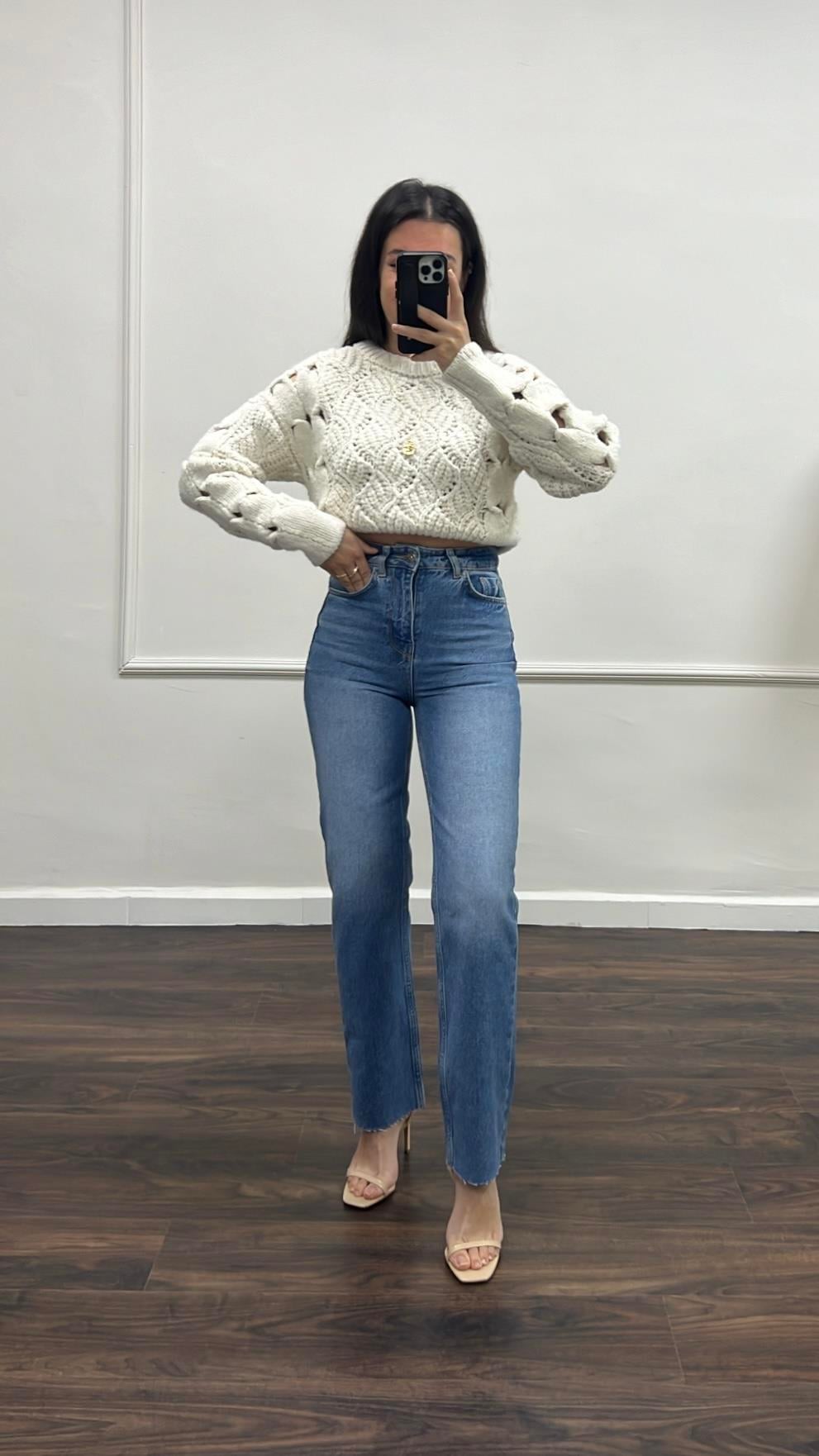 Marka Straıght Fit Yüksek Bel Denim Jean