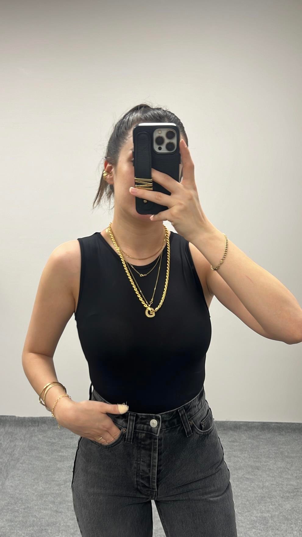 MARKA STREÇ SİYAH BODYSUIT