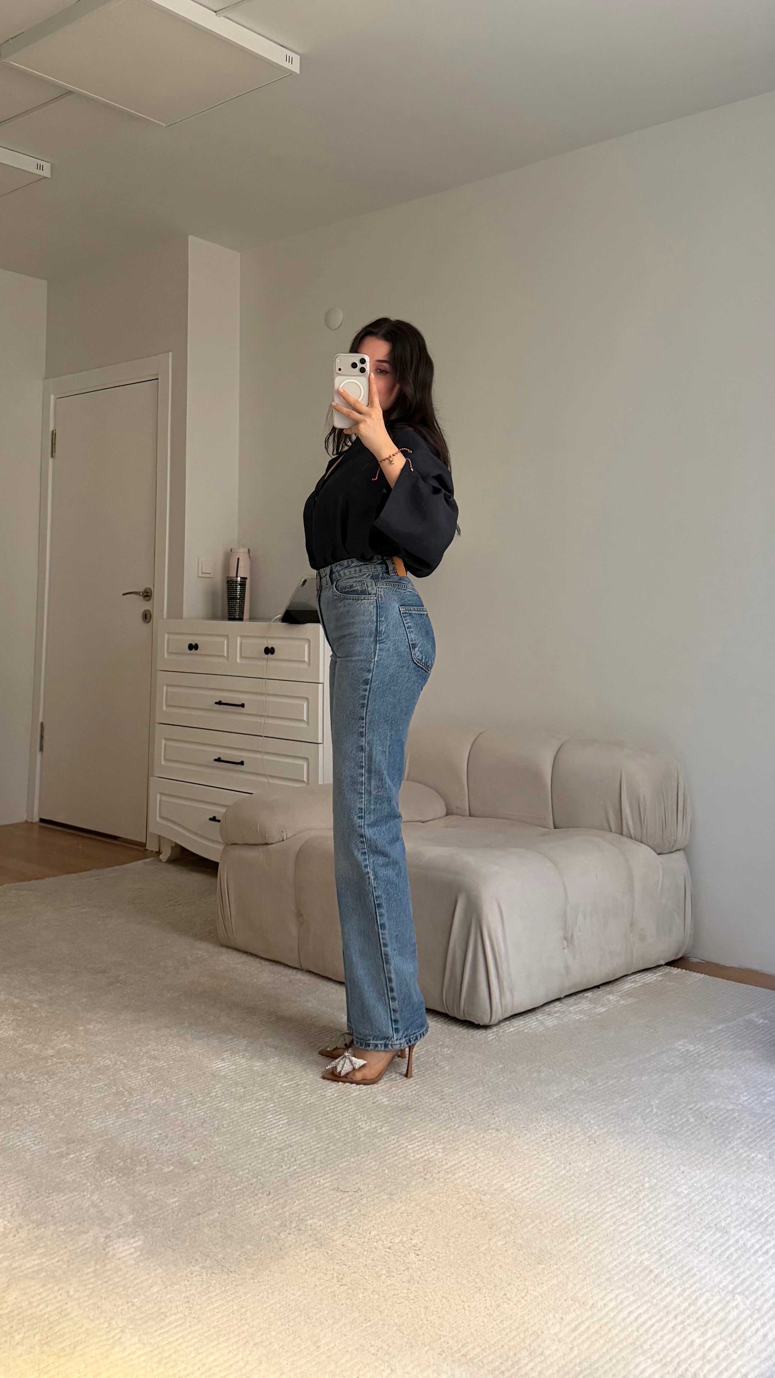 Marka Yıkamalı Mavi Düz Kesim Jean 