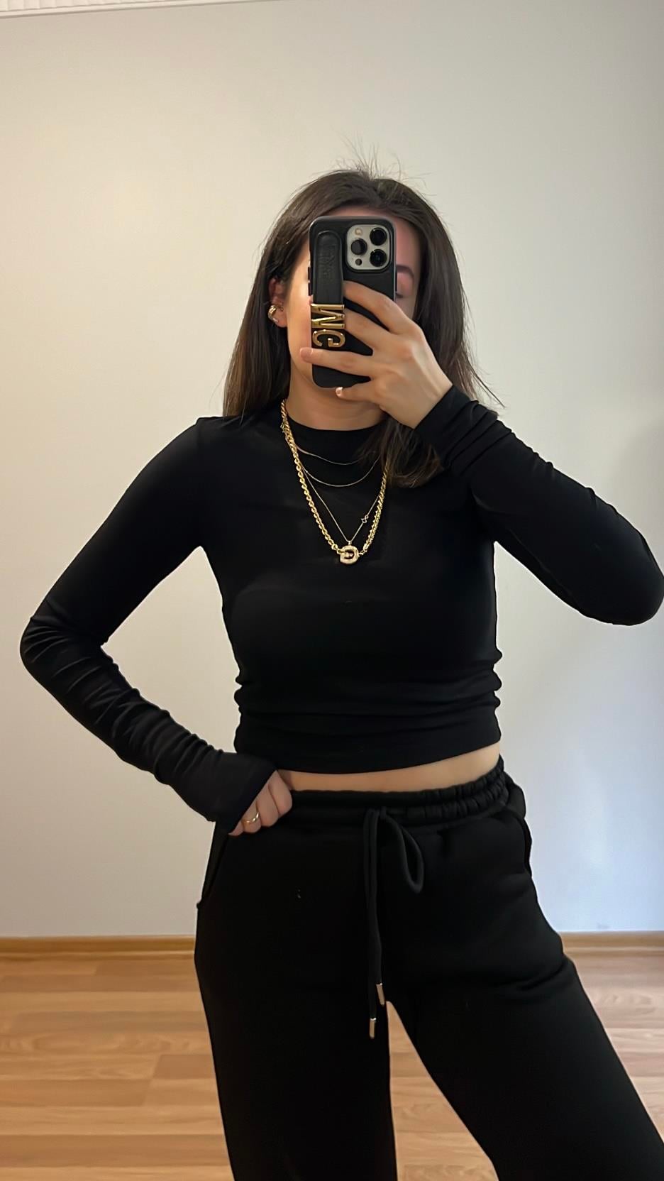 MARKA2 SİYAH BASIC UZUN KOLLU BADİ