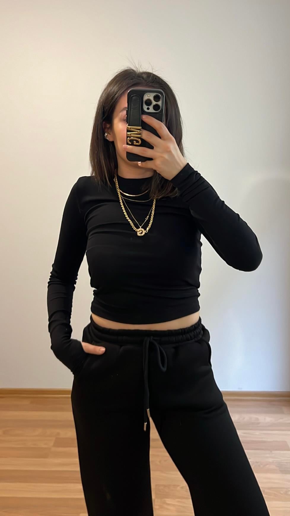 MARKA2 SİYAH BASIC UZUN KOLLU BADİ