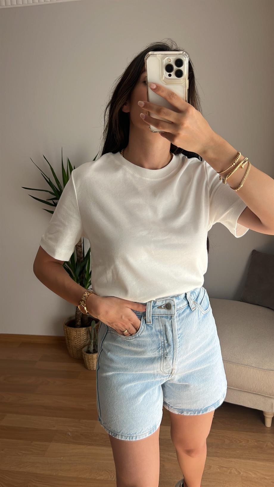 Massi Beyaz Basıc Tişört