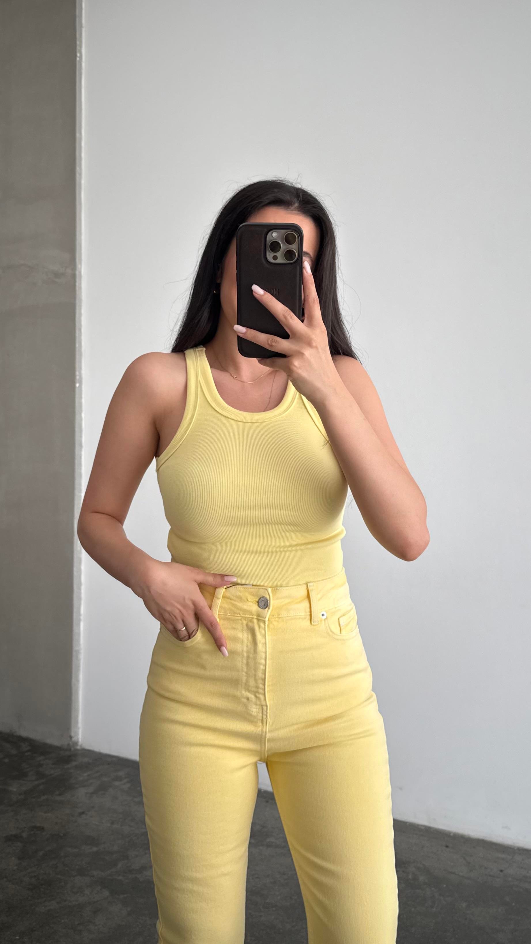 Massi Sarı Halter Yaka Top