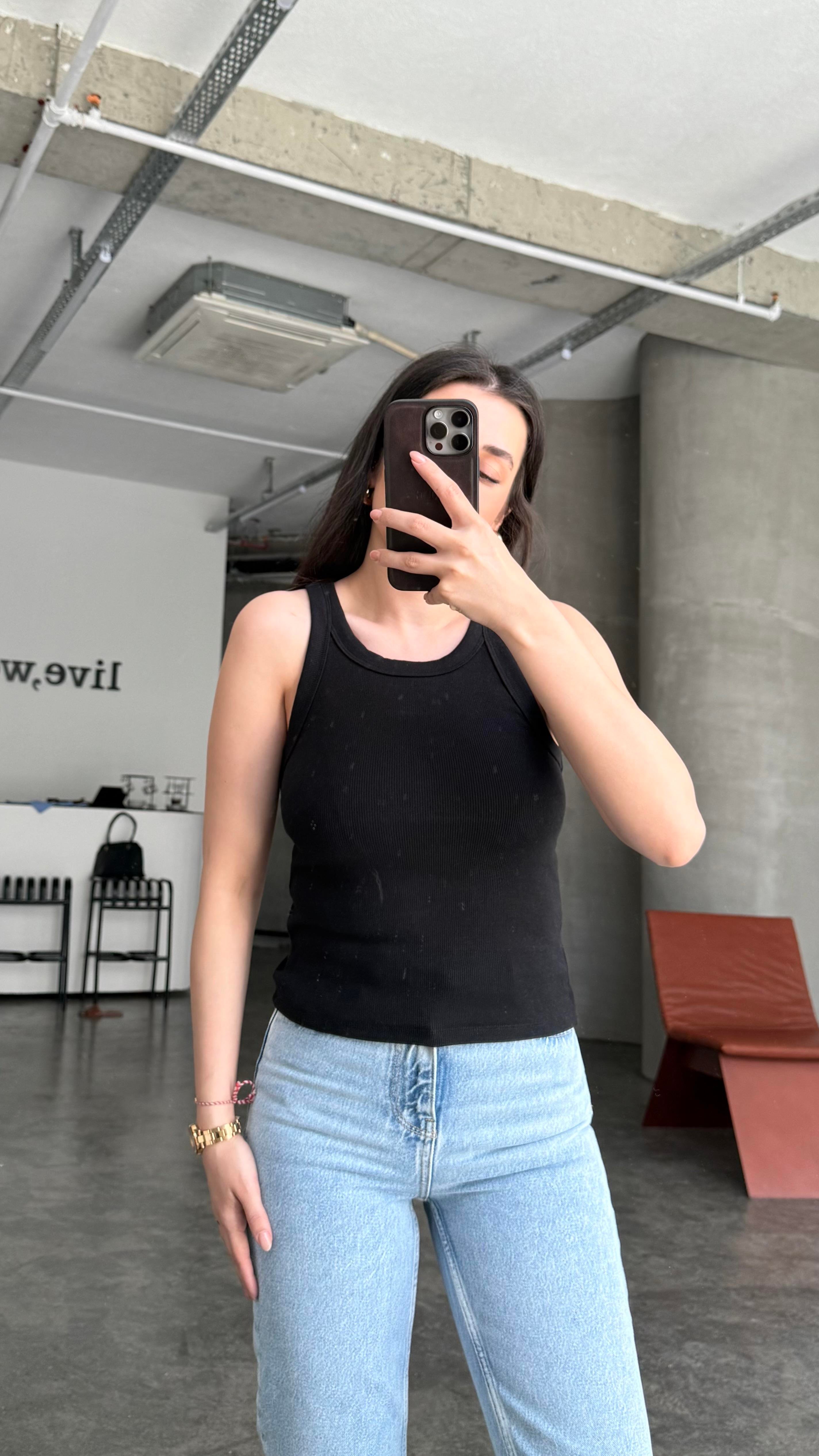 Massi Siyah Halter Yaka Top