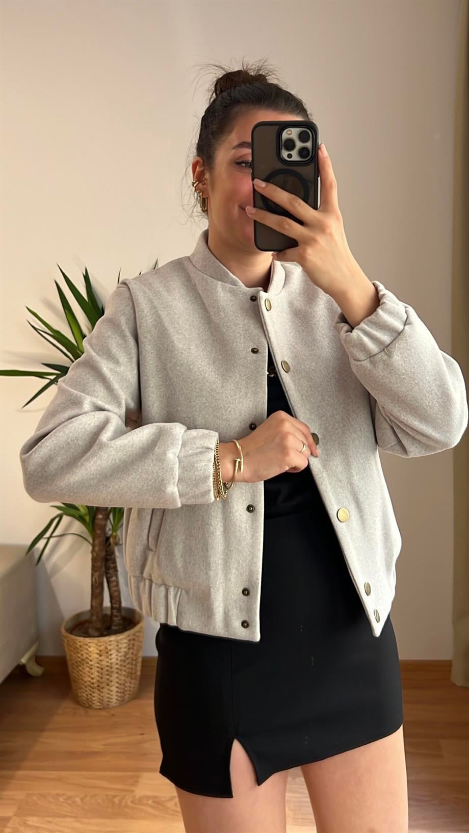 MD GRİ KAŞE BOMBER