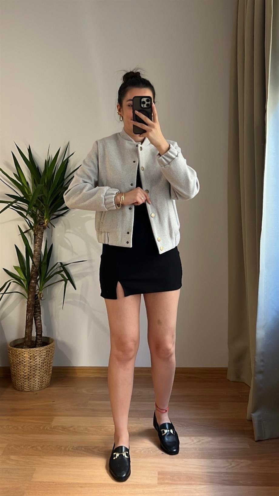 MD GRİ KAŞE BOMBER