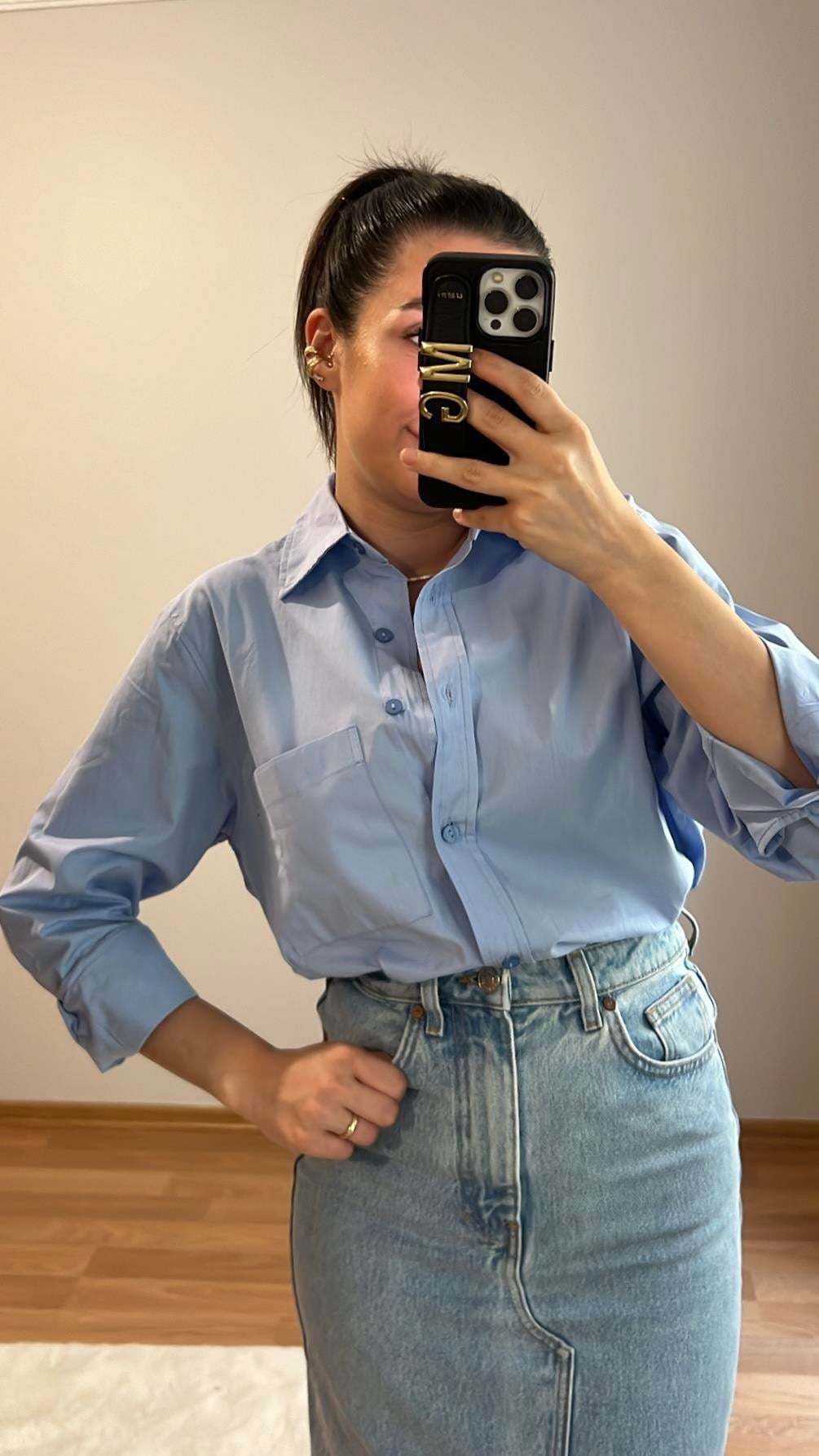 MD MAVİ POPLİN GÖMLEK