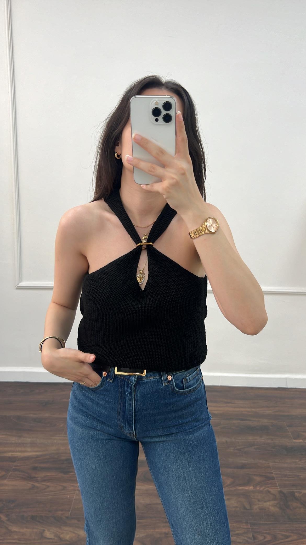 Md Model Aksesuarlı Triko Bluz