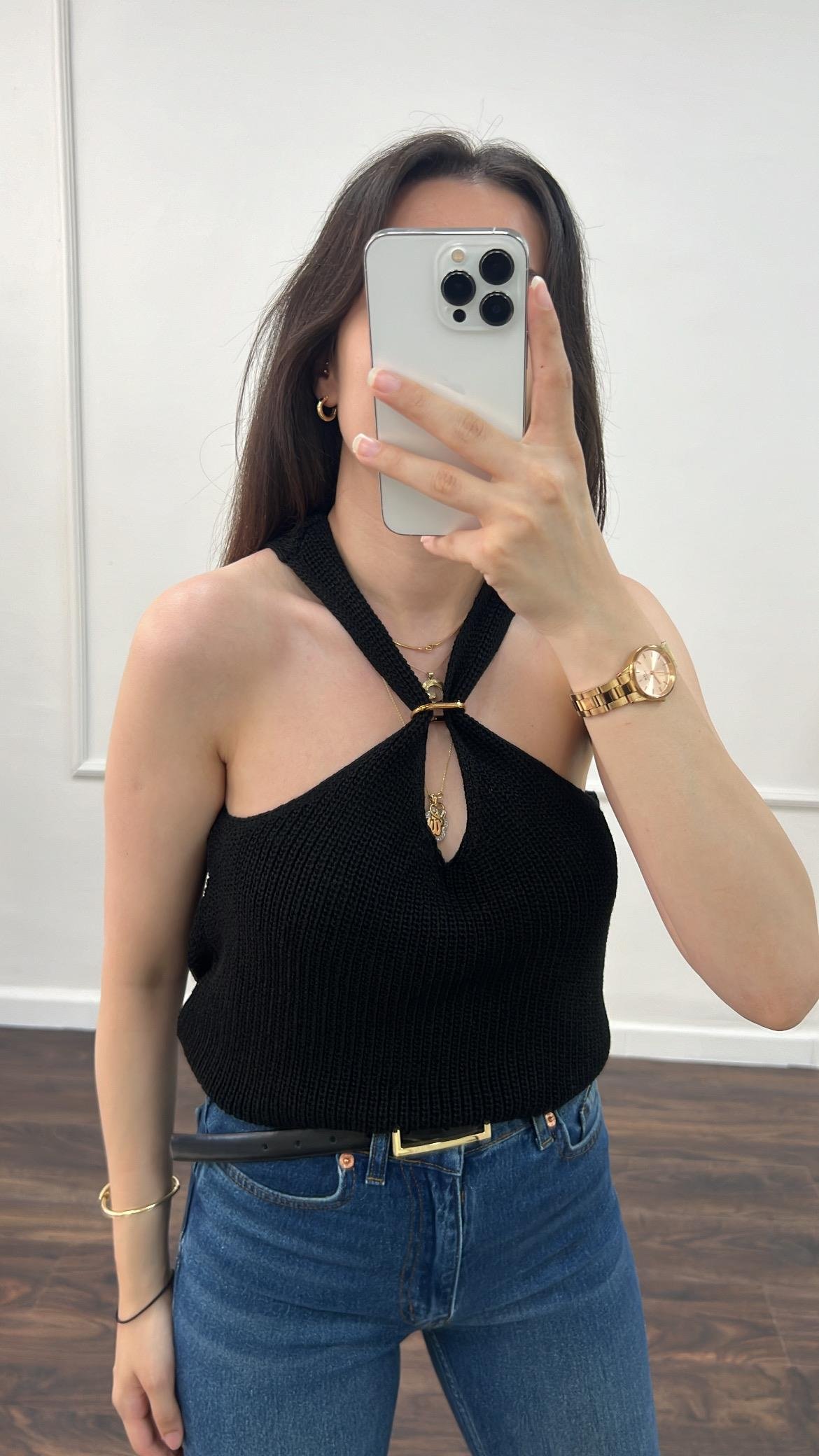 Md Model Aksesuarlı Triko Bluz