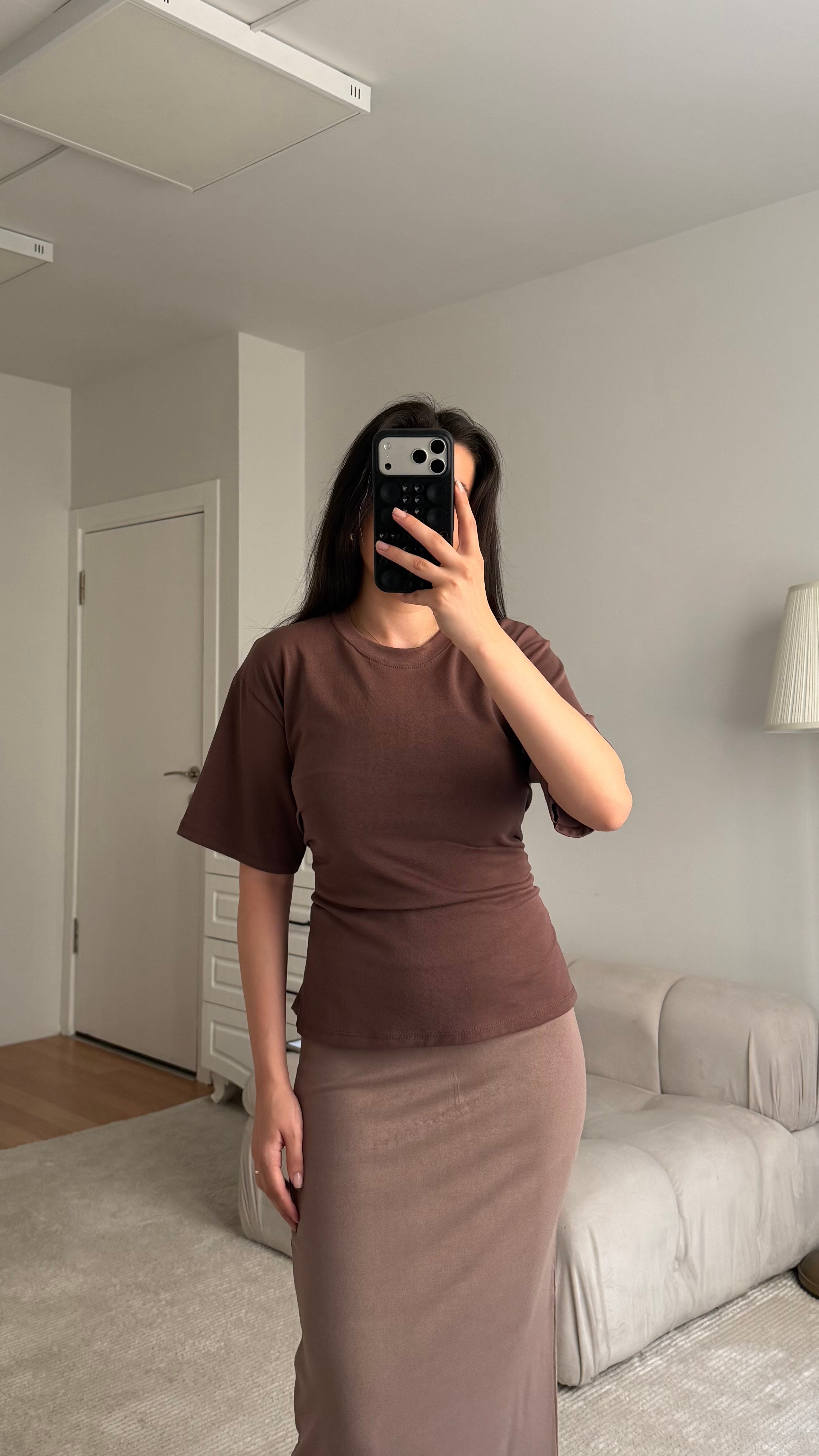 Mis Kahve Bisiklet Yaka Sırt Bağlamalı Bluz