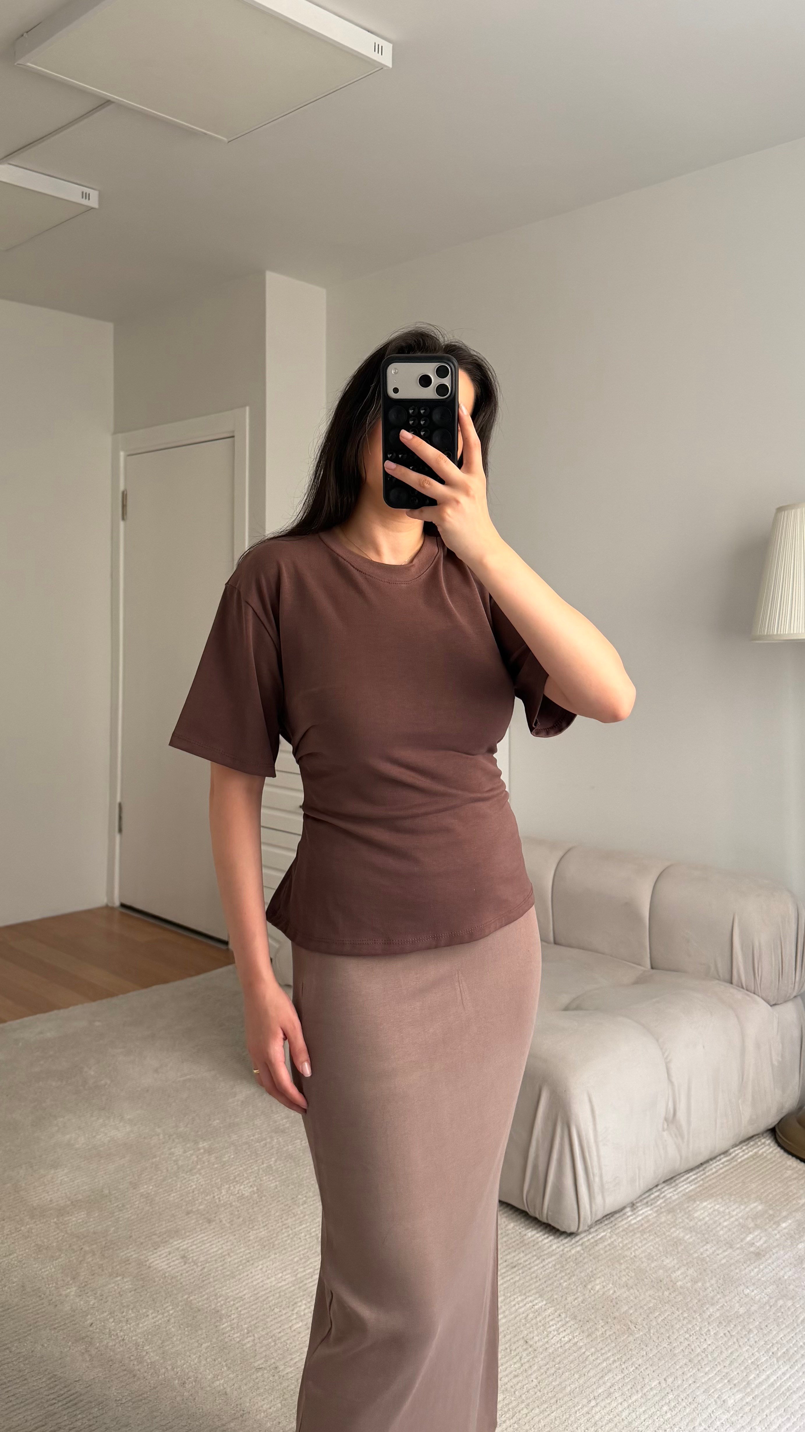Mis Kahve Bisiklet Yaka Sırt Bağlamalı Bluz