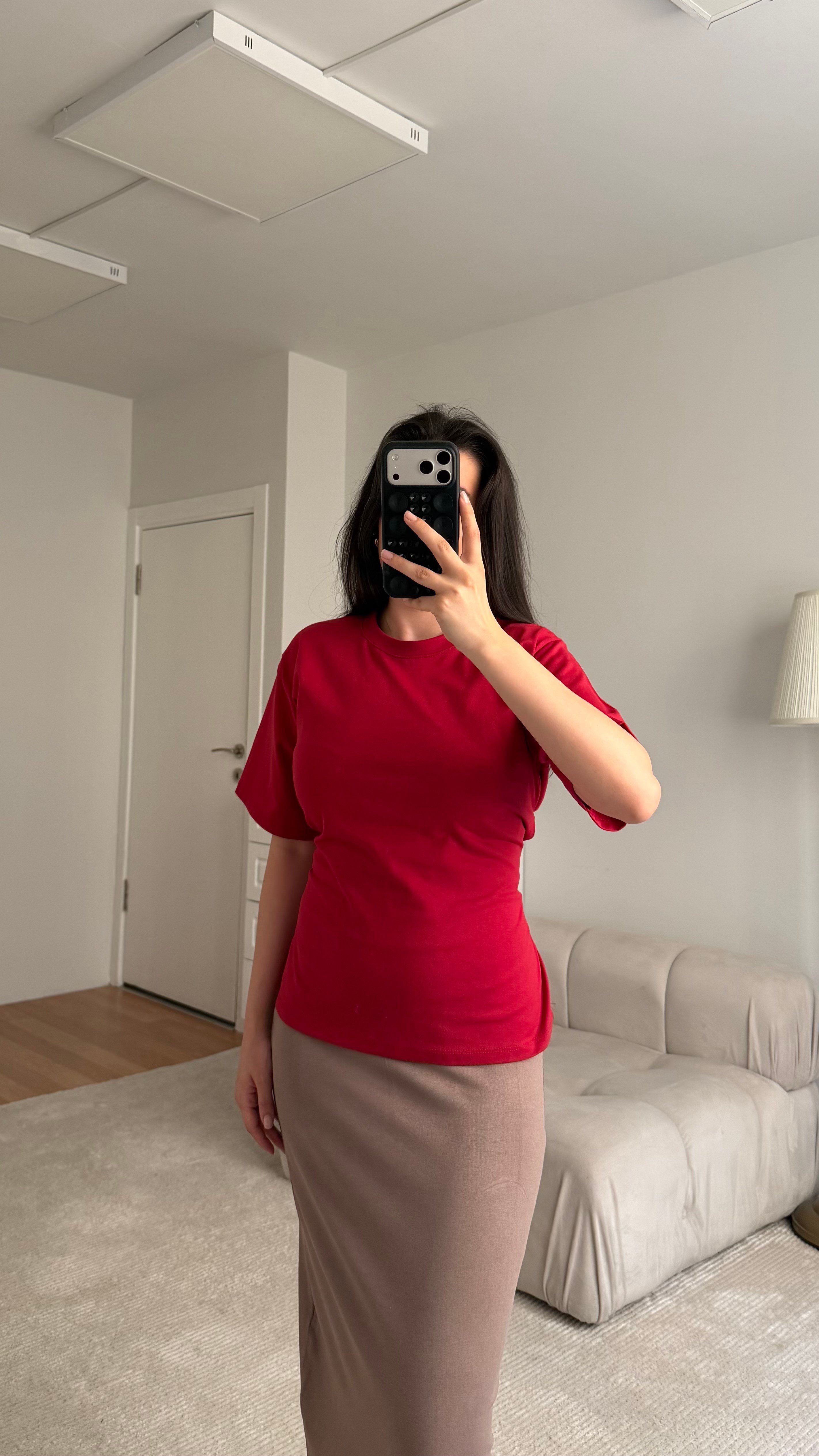 Mis Kırmızı Bisiklet Yaka Sırt Bağlamalı Bluz