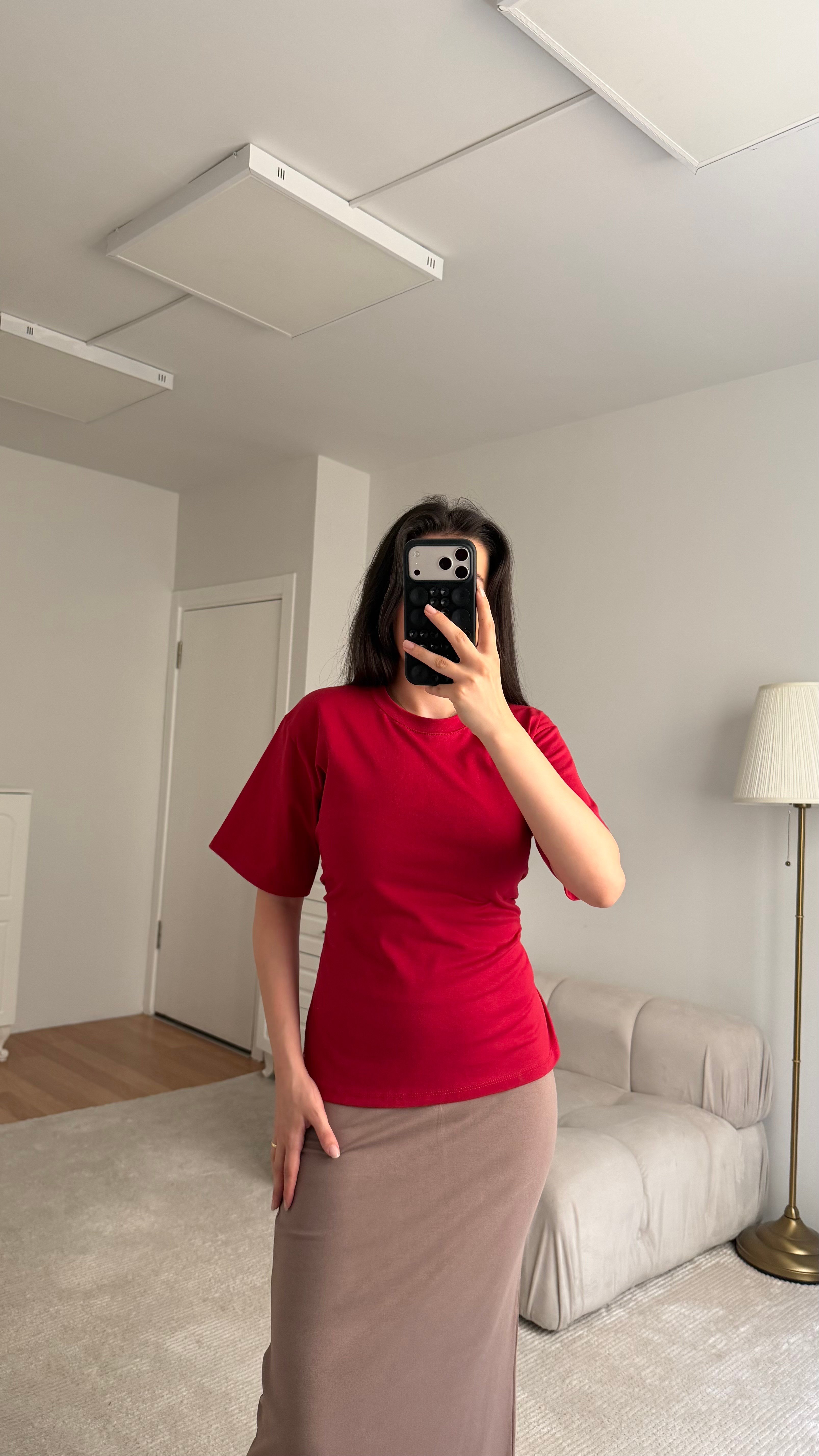 Mis Kırmızı Bisiklet Yaka Sırt Bağlamalı Bluz
