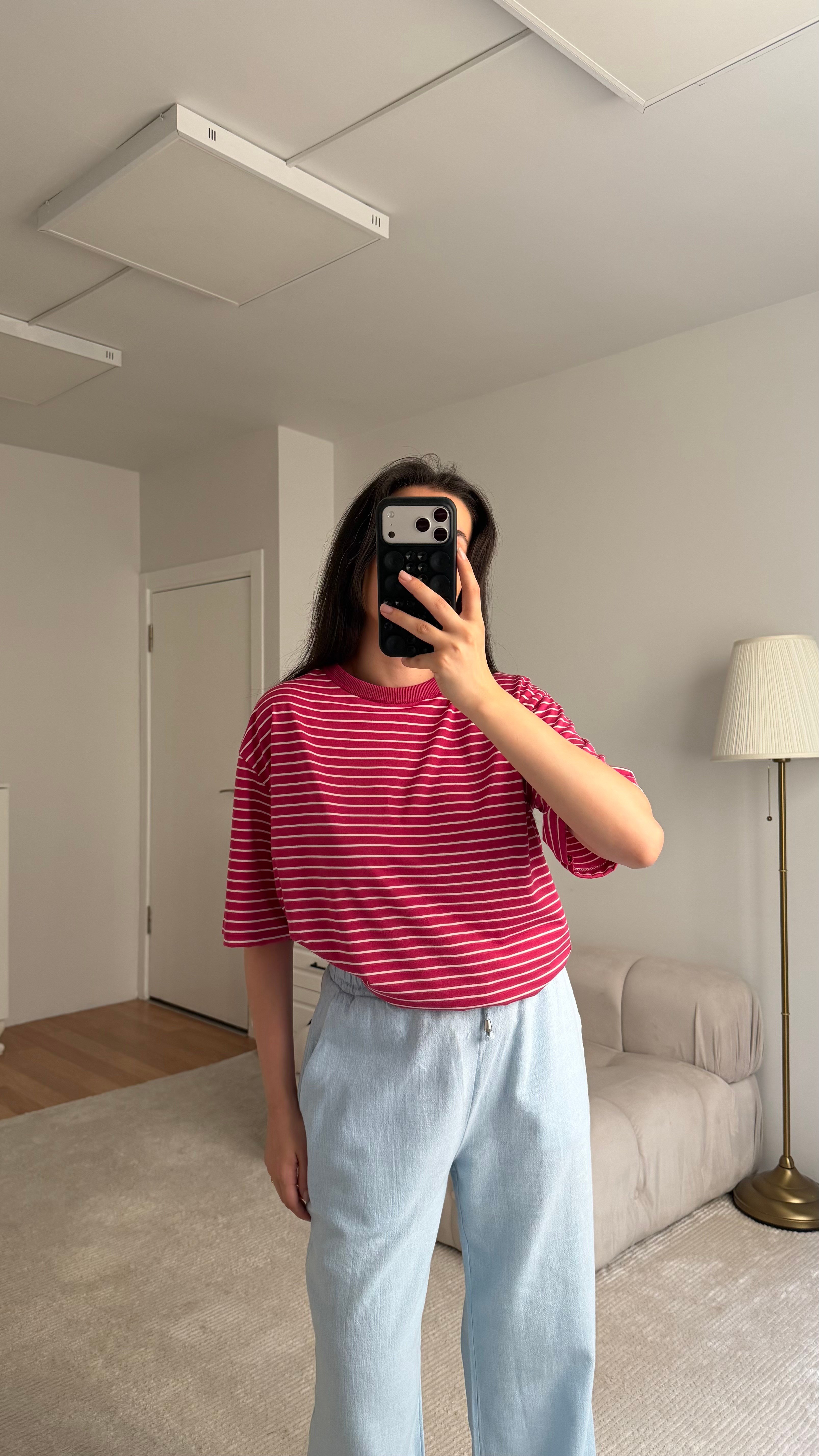 Mis Pembe Bisiklet Yaka Pamuklu Tişört
