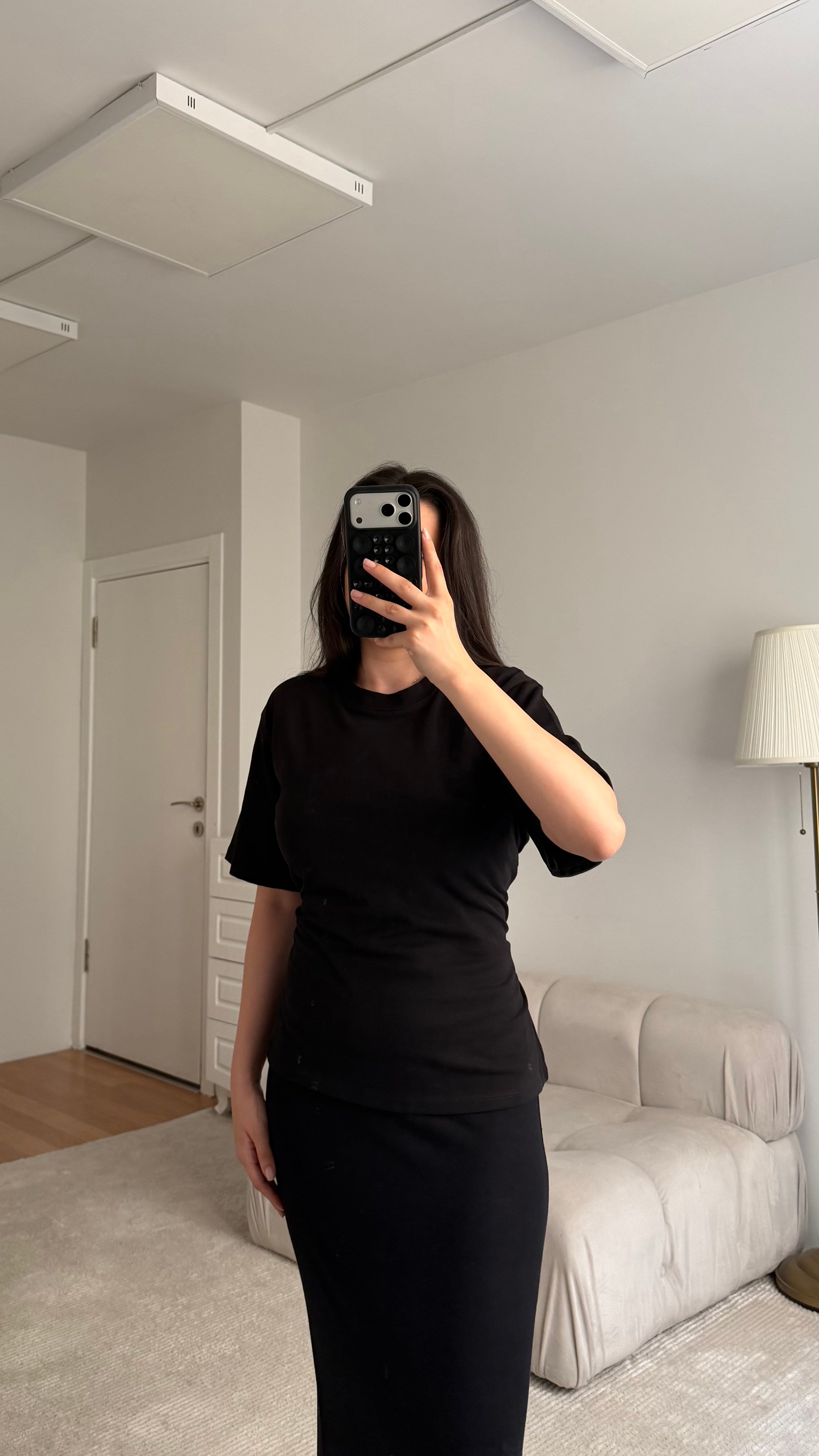 Mis Siyah Bisiklet Yaka Sırt Bağlamalı Bluz