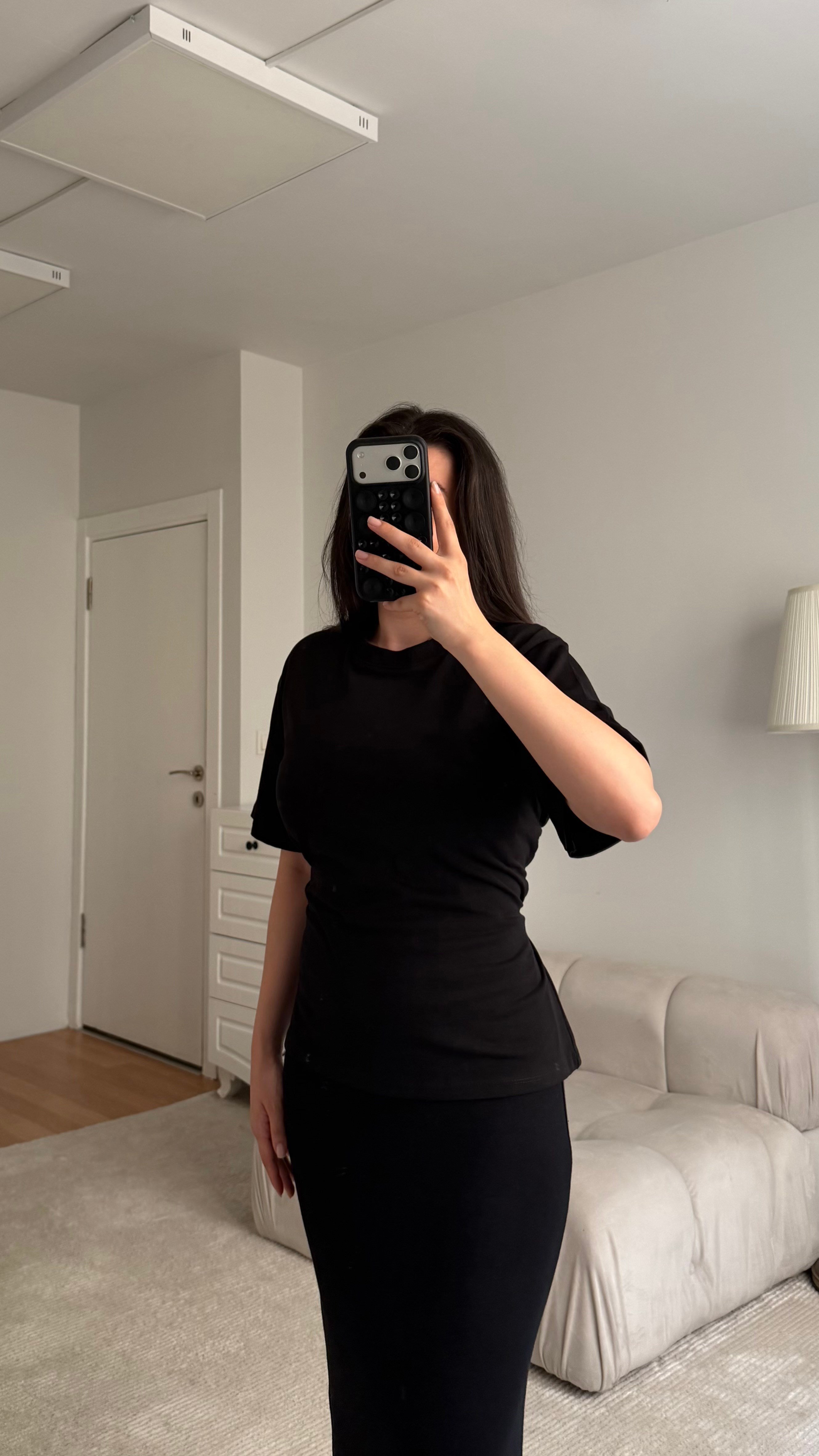 Mis Siyah Bisiklet Yaka Sırt Bağlamalı Bluz