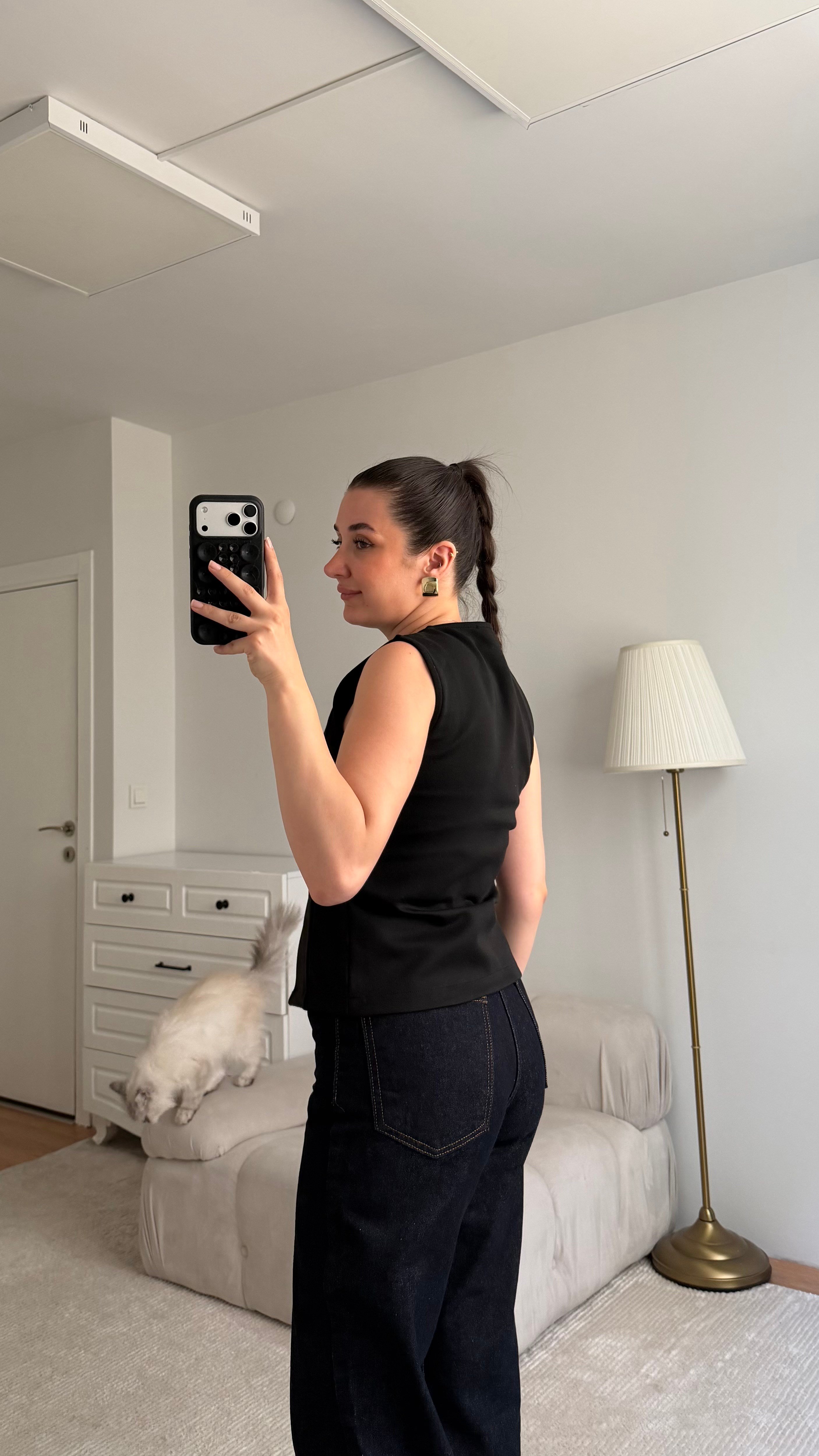 Mis Siyah Gold Düğme Detaylı Premium Yelek