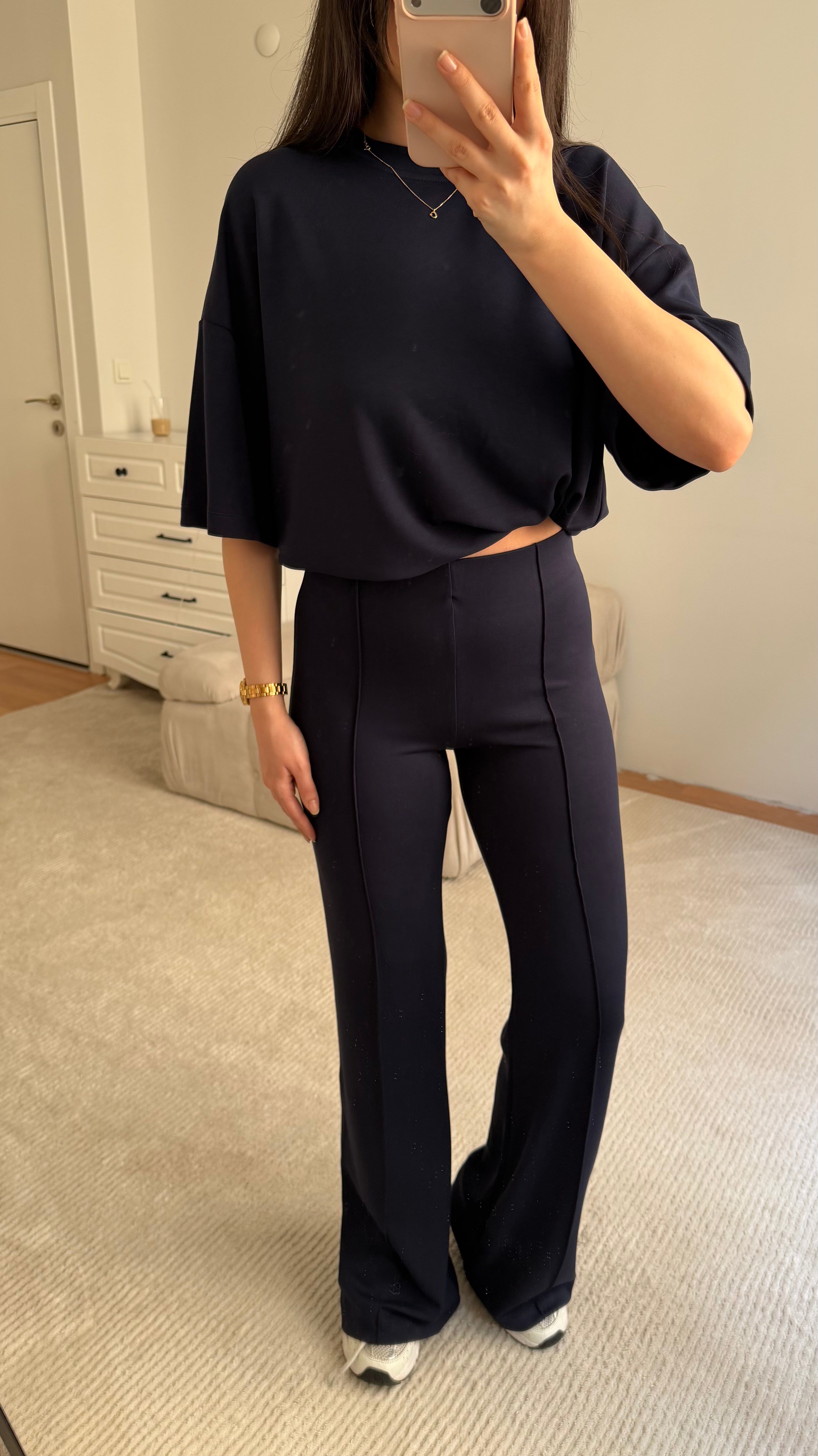Mng Lacivert Oversize İkili Takım