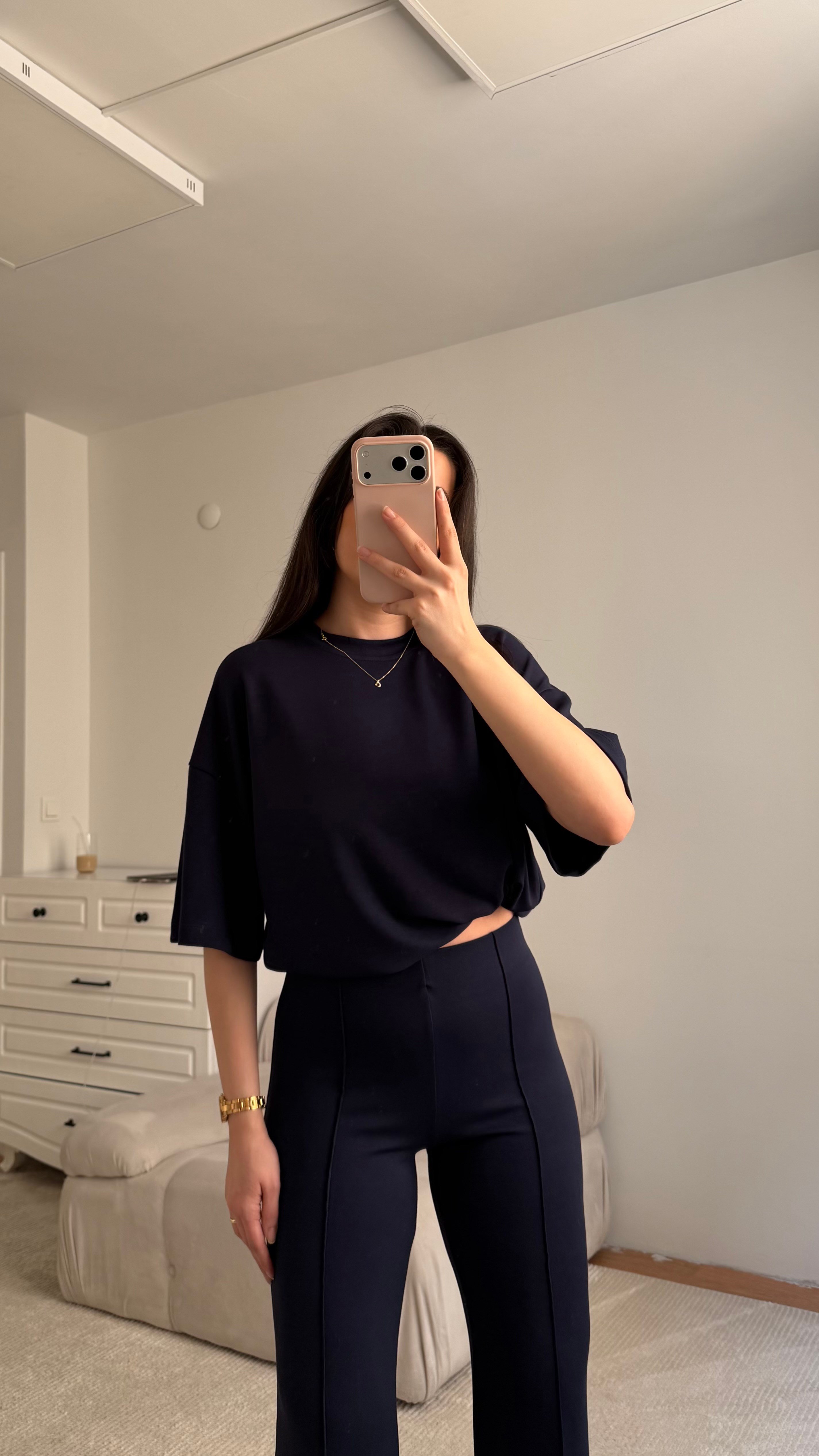 Mng Lacivert Oversize İkili Takım