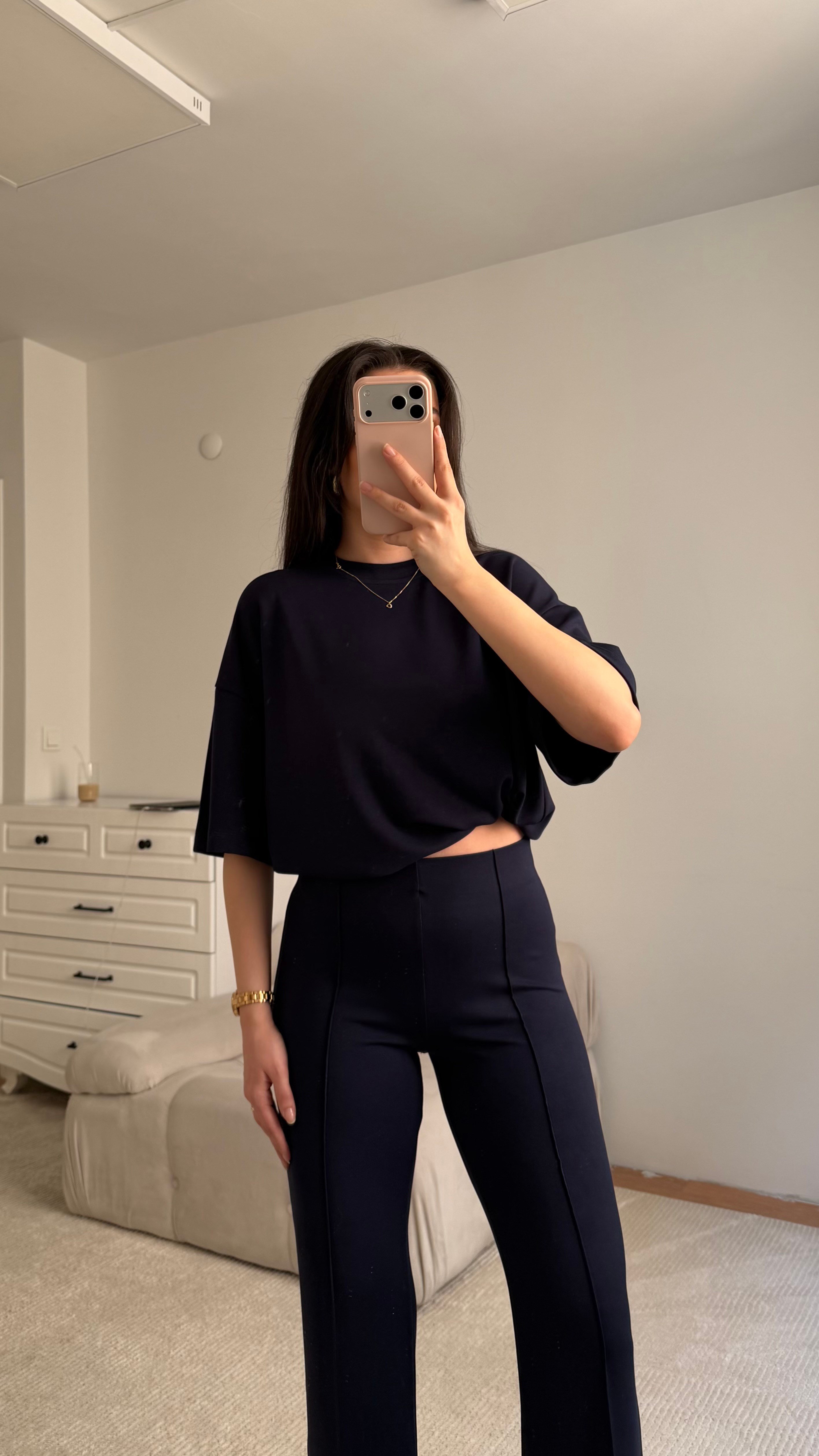 Mng Lacivert Oversize İkili Takım