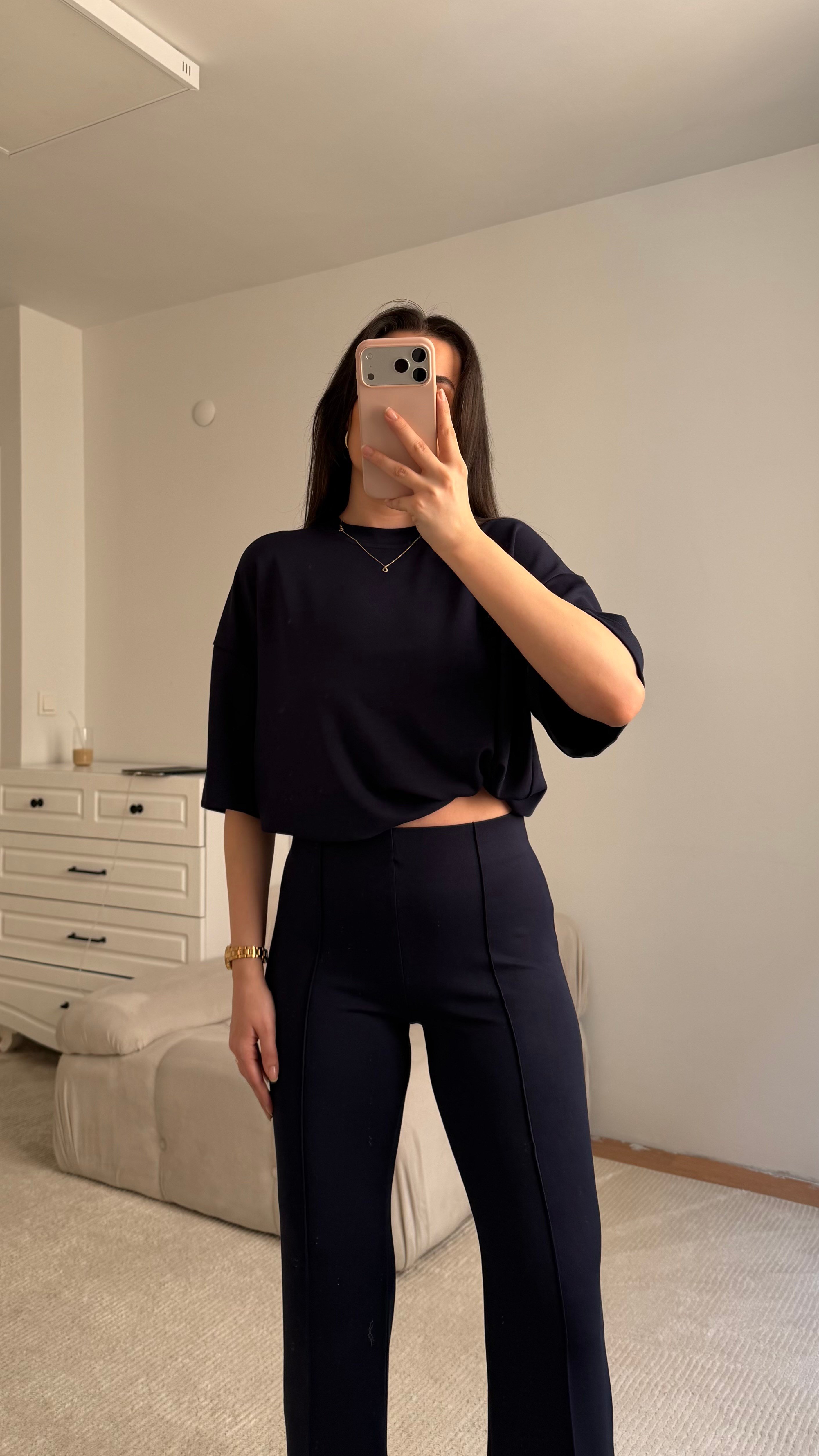 Mng Lacivert Oversize İkili Takım