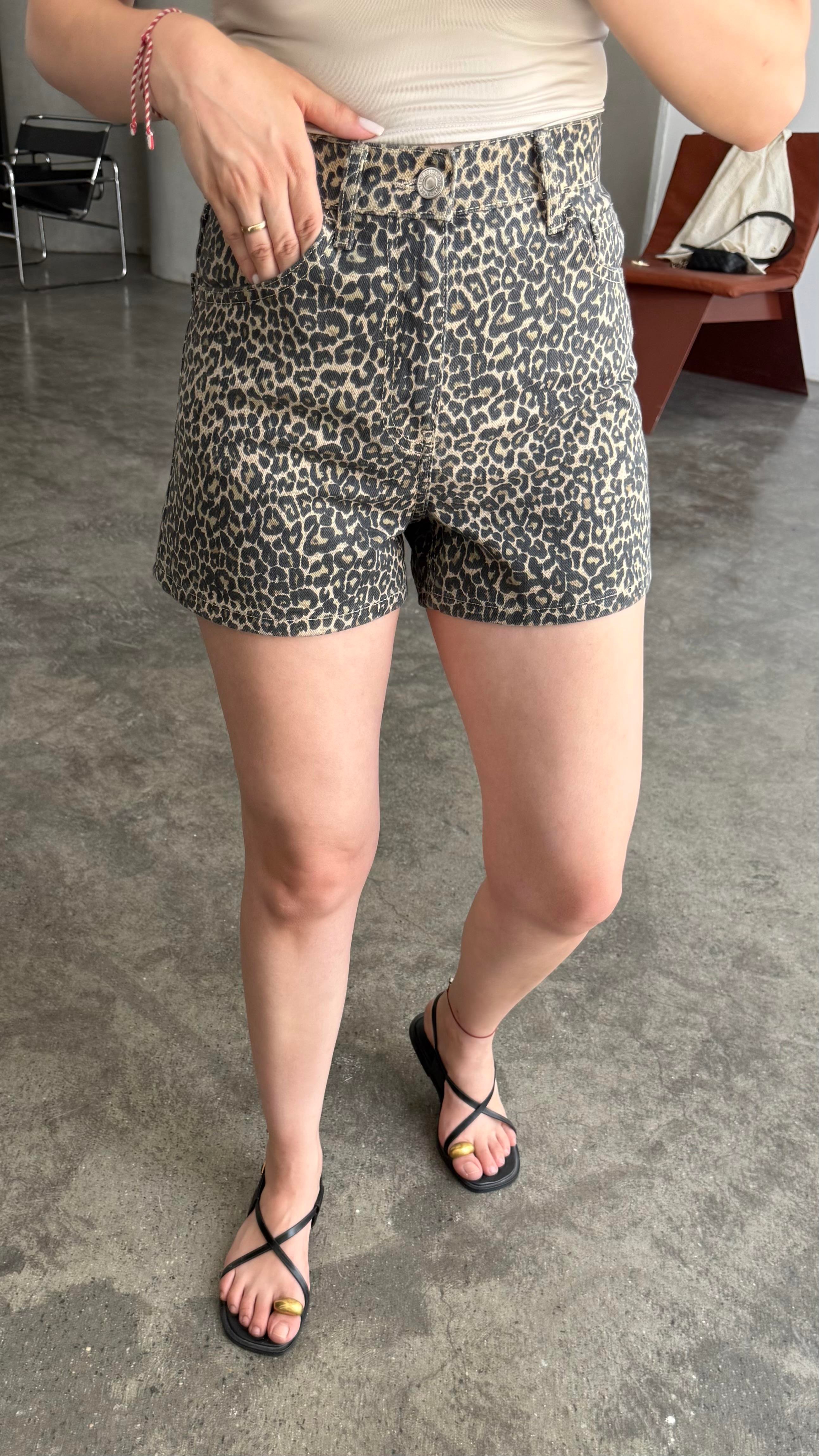 MNG Leopar Denim Şort