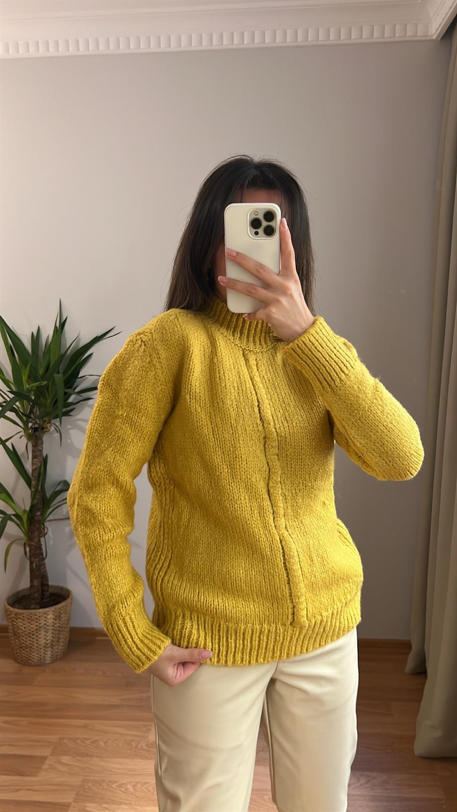 MNS SARI SIK ÖRME KAZAK