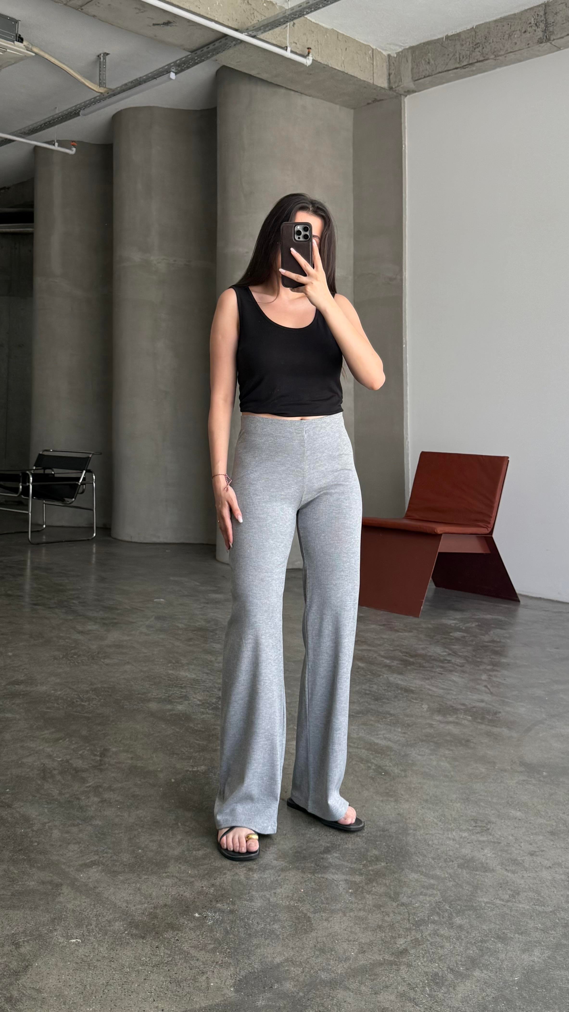 Modal Gri Fitilli Basic Pantalon