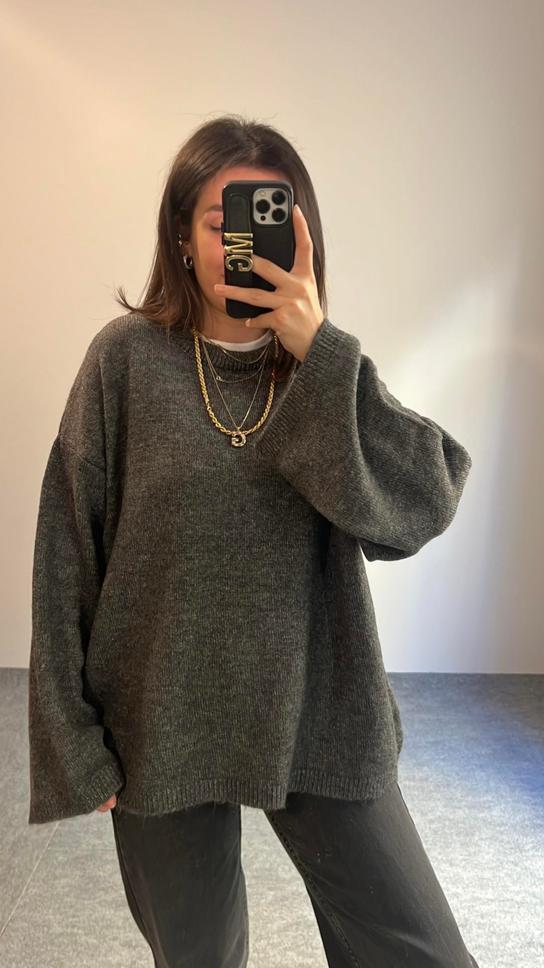 MOLİ ANTRASİT BİSİKLET YAKA TRİKO