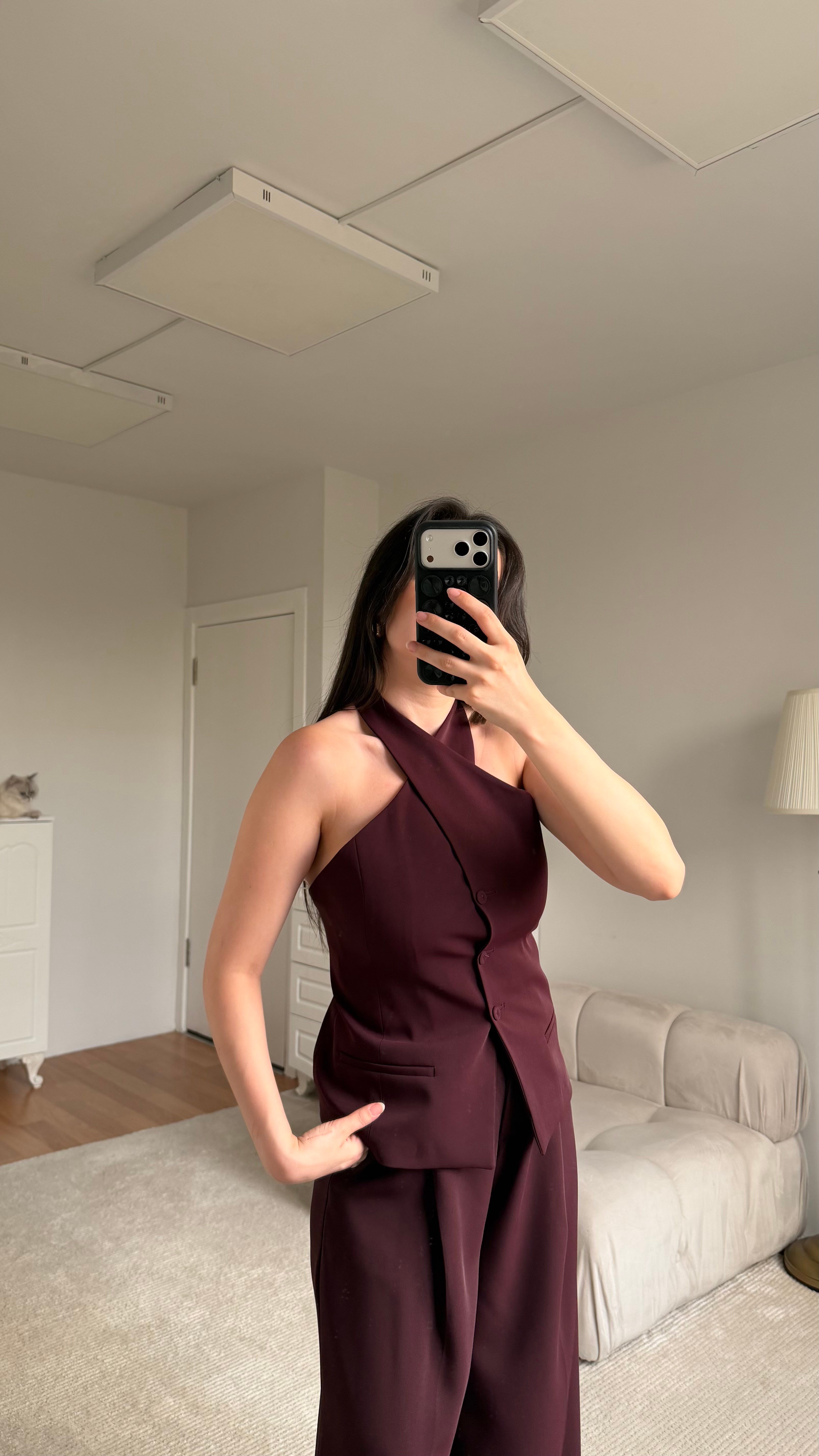 Mürdüm Halter Yaka Premium Yelek