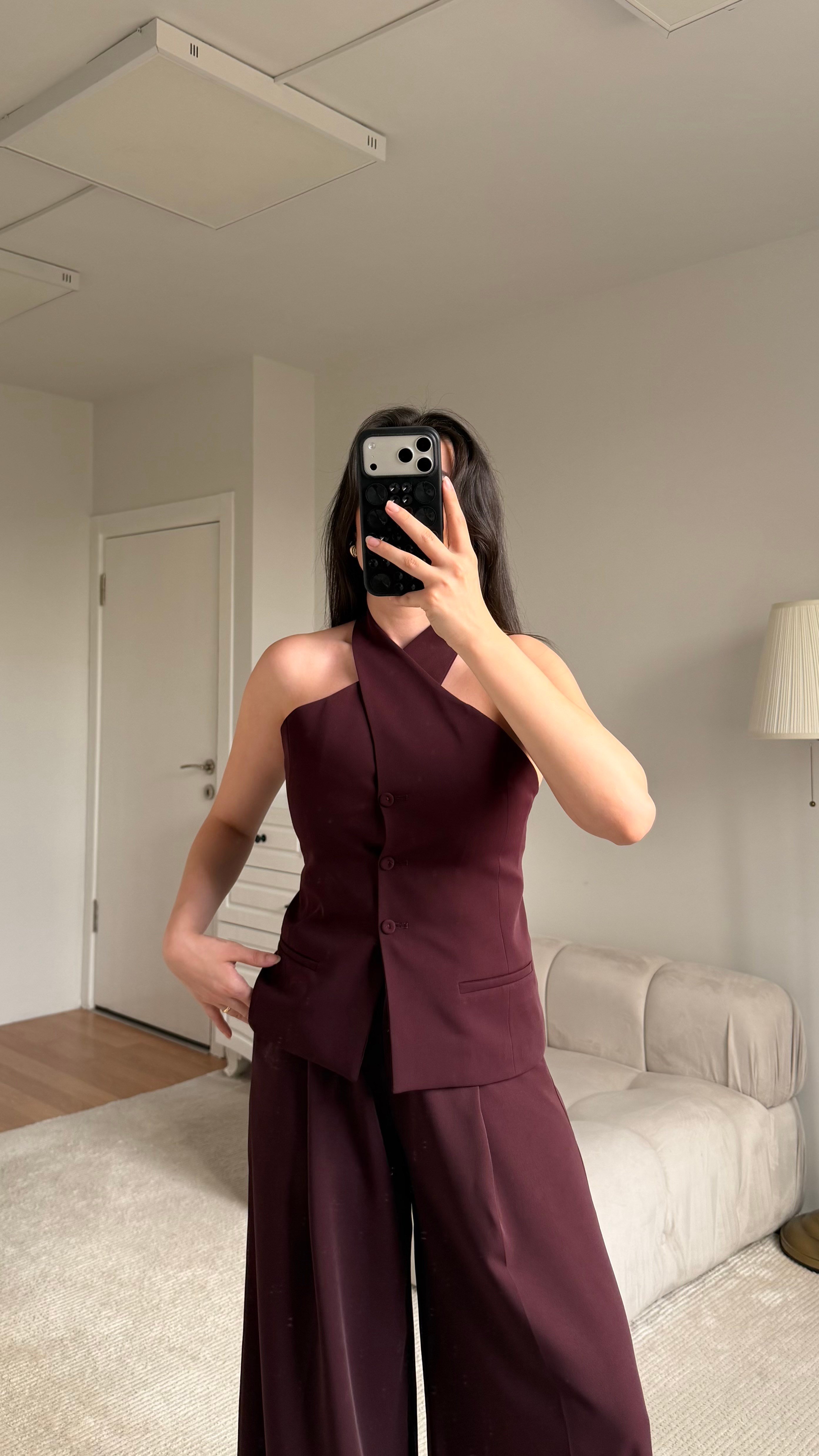 Mürdüm Halter Yaka Premium Yelek