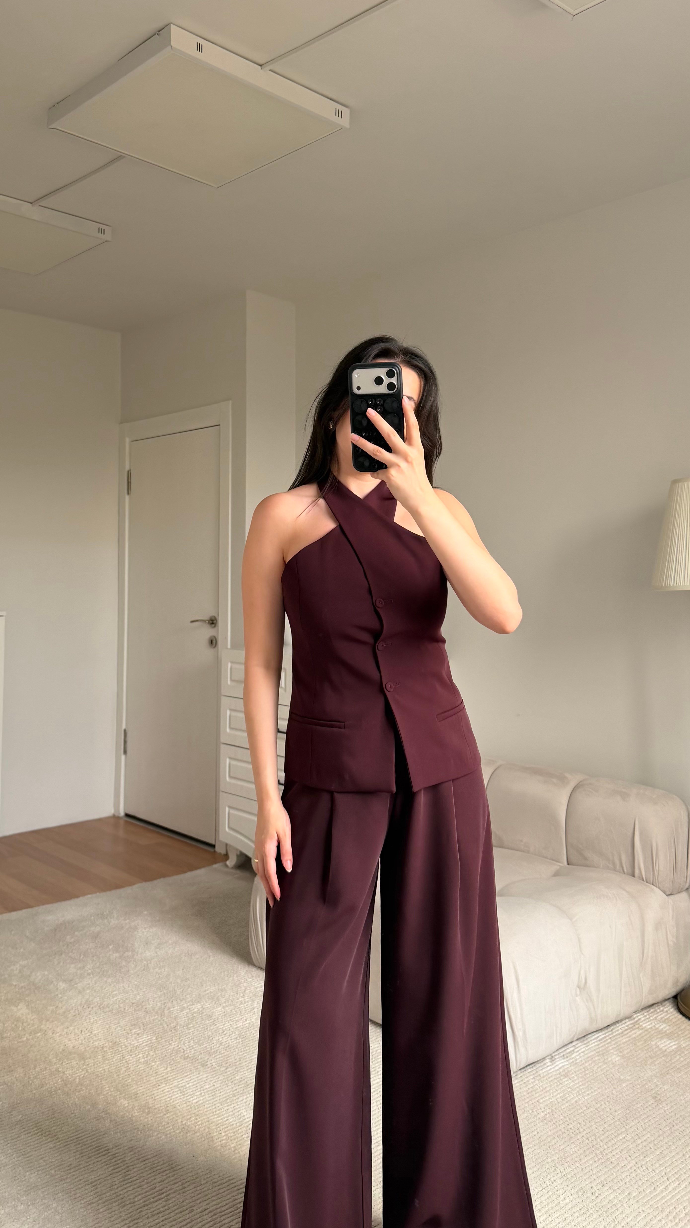 Mürdüm Halter Yaka Premium Yelek
