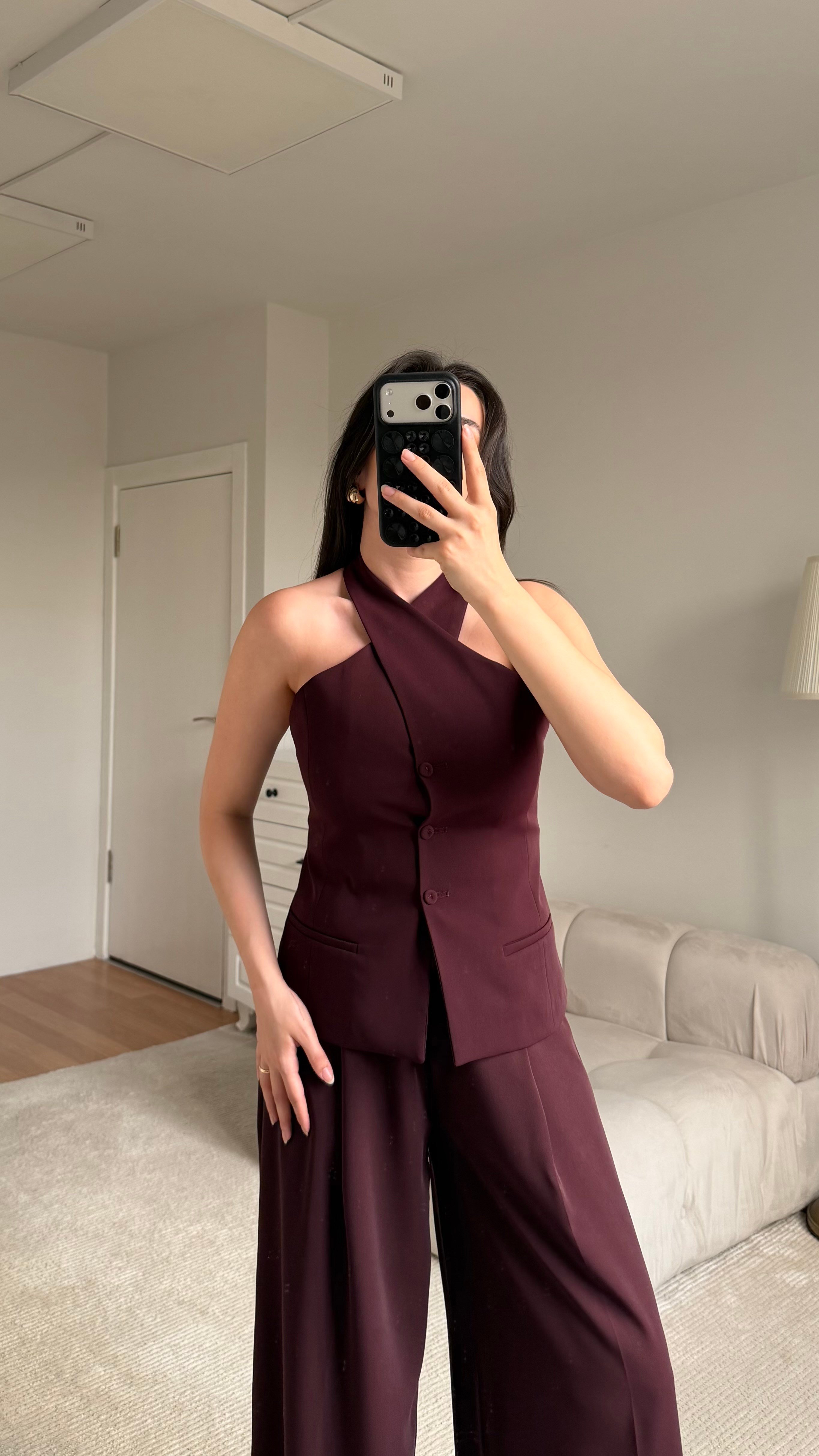 Mürdüm Halter Yaka Premium Yelek