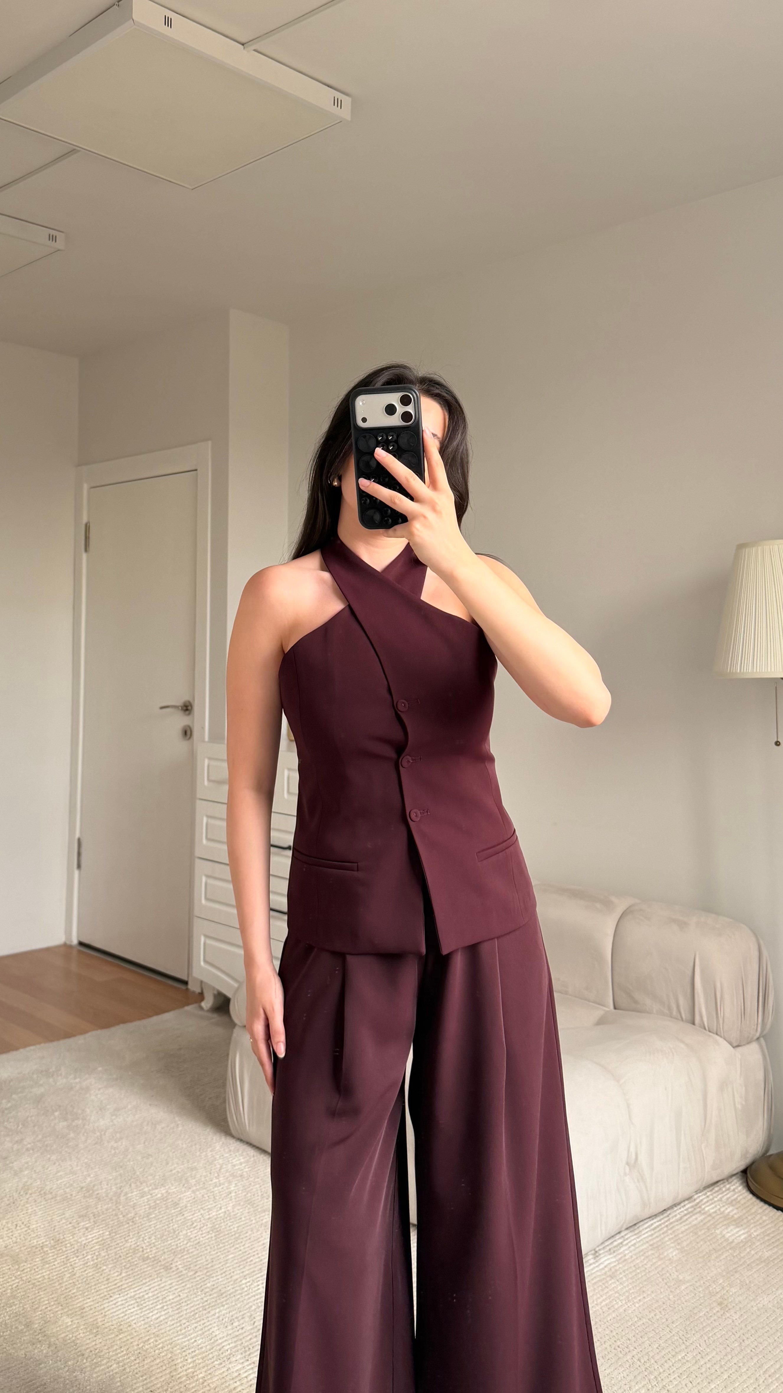 Mürdüm Halter Yaka Premium Yelek