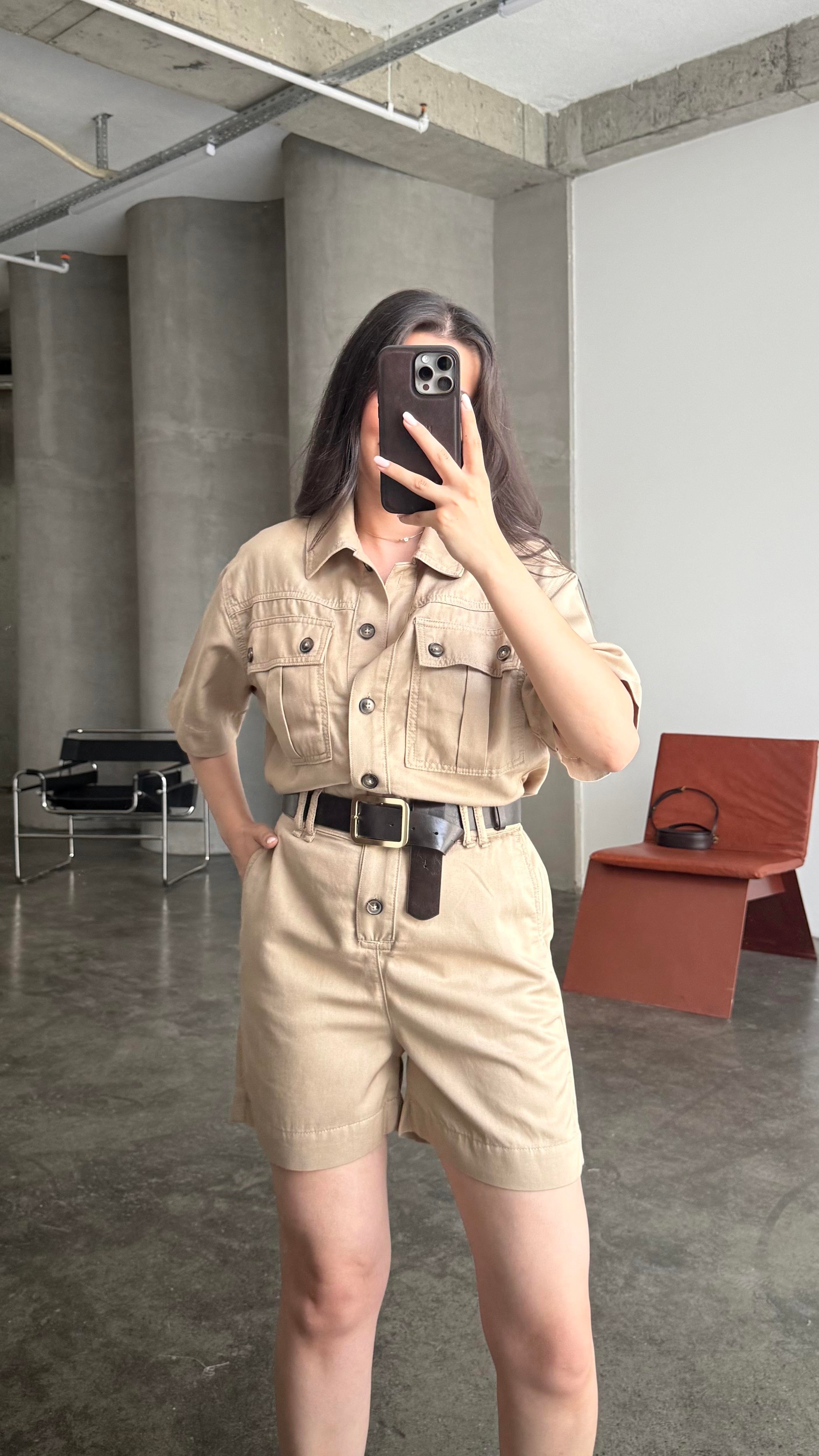 Mv Vizon Tensel Düğmeli Şort Tulum