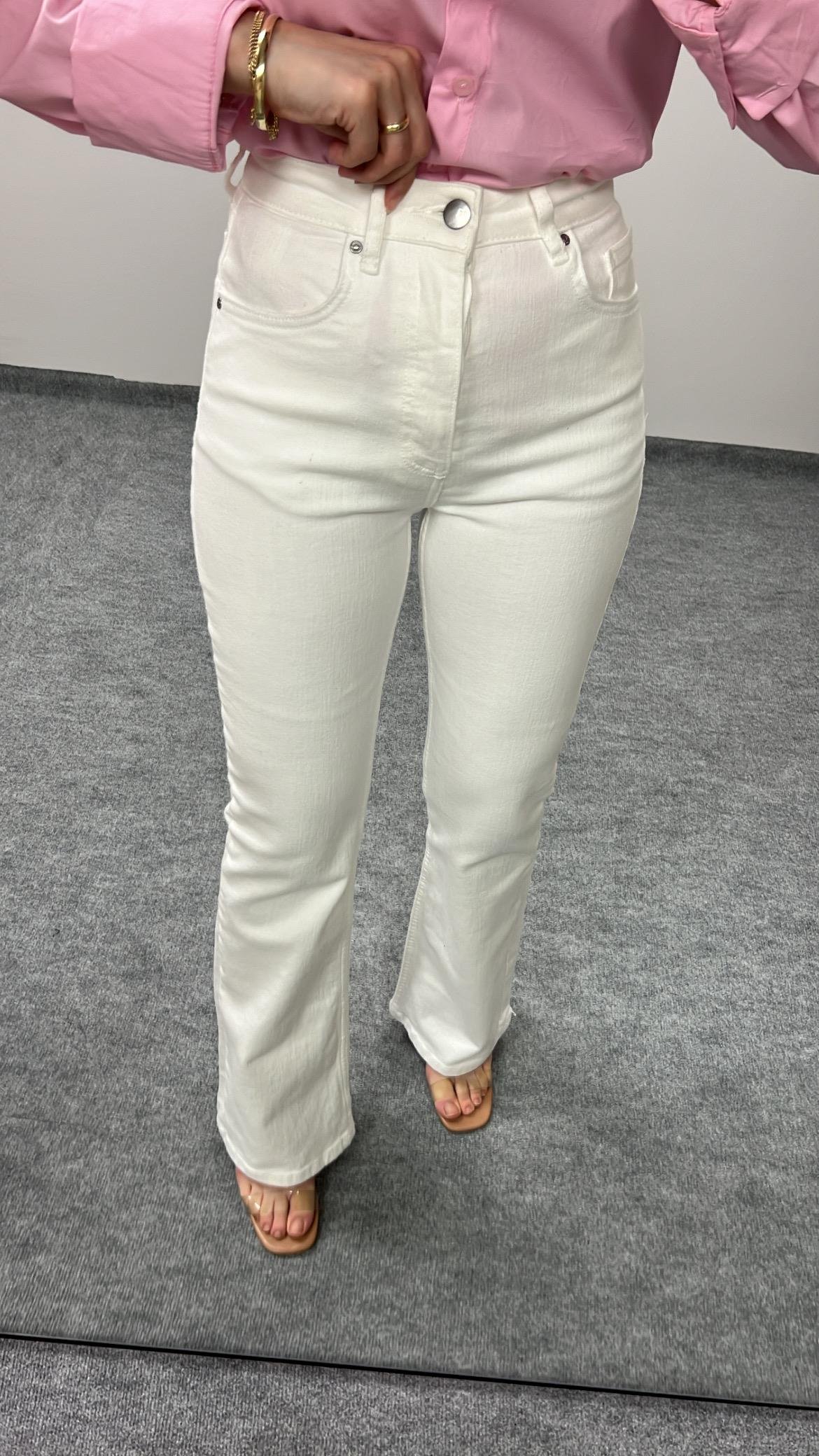 NEVER BEYAZ FLARE JEAN
