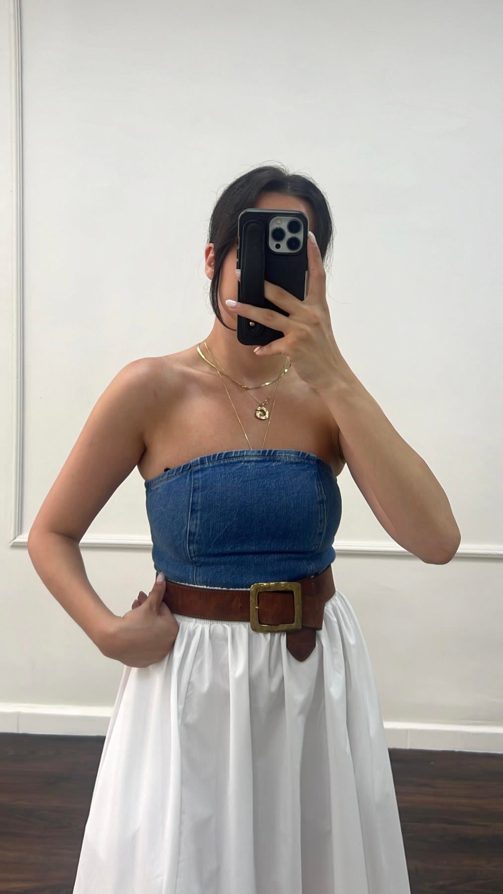 Never Straplez Denim Korse 