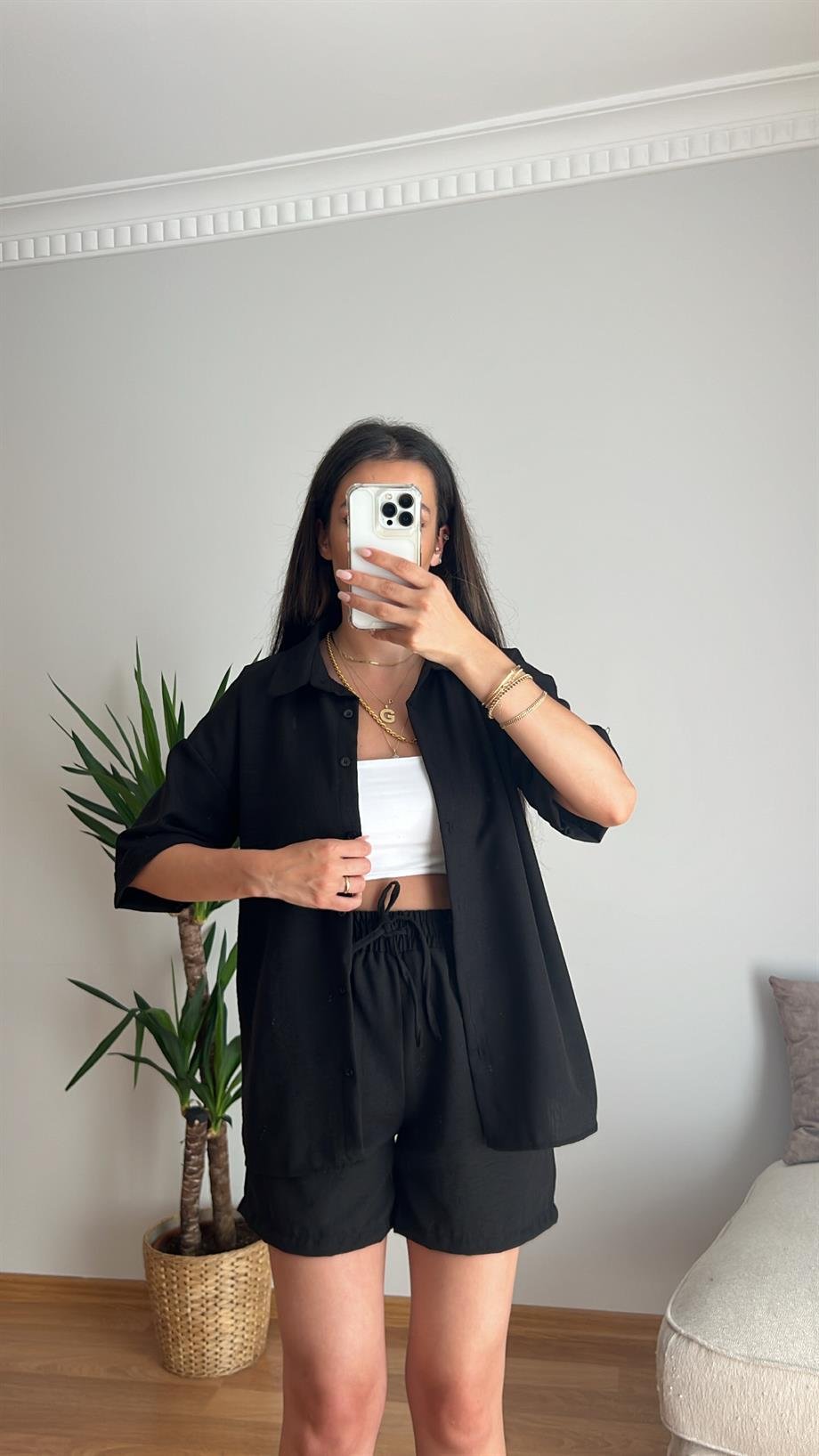 NİCE SİYAH PAMUKLU TAKIM