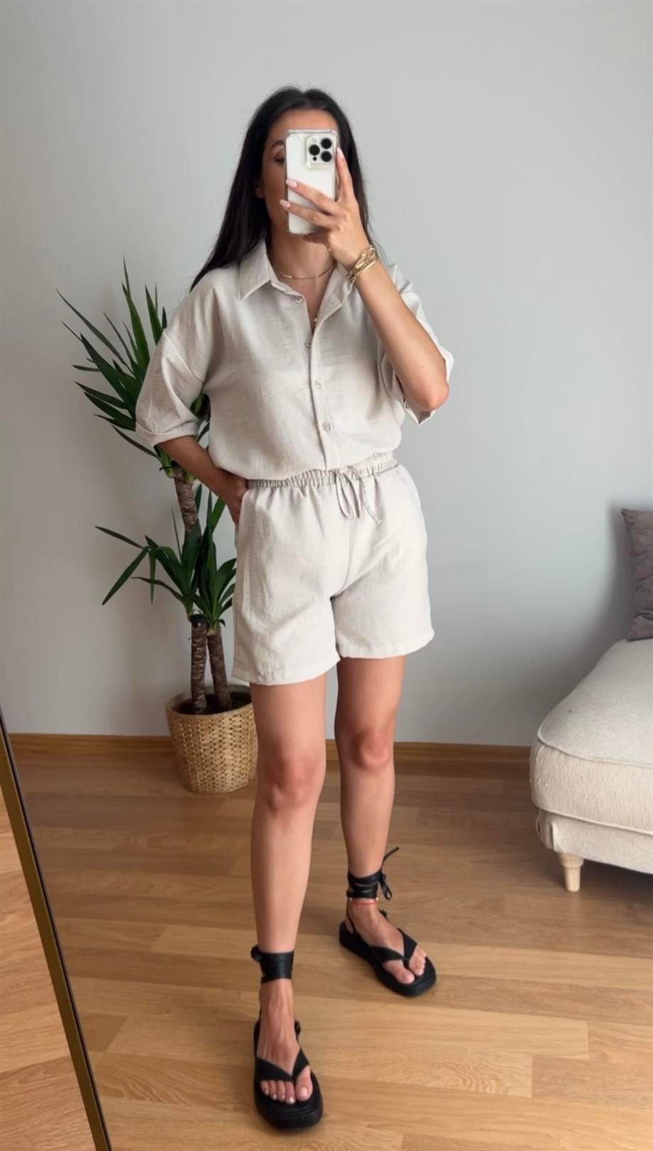 NİCE TAŞ PAMUKLU ŞORTLU TAKIM 