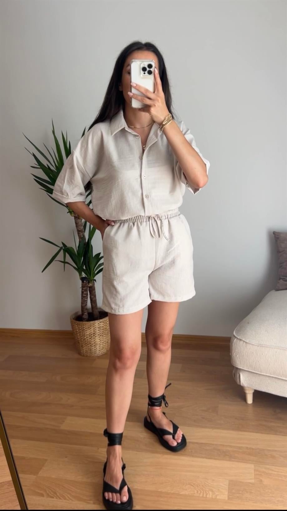 NİCE TAŞ PAMUKLU ŞORTLU TAKIM 