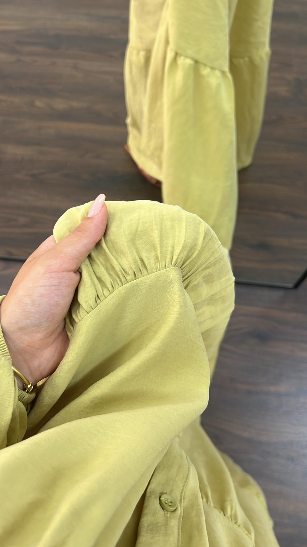 Olive Tensel Maxi Elbise