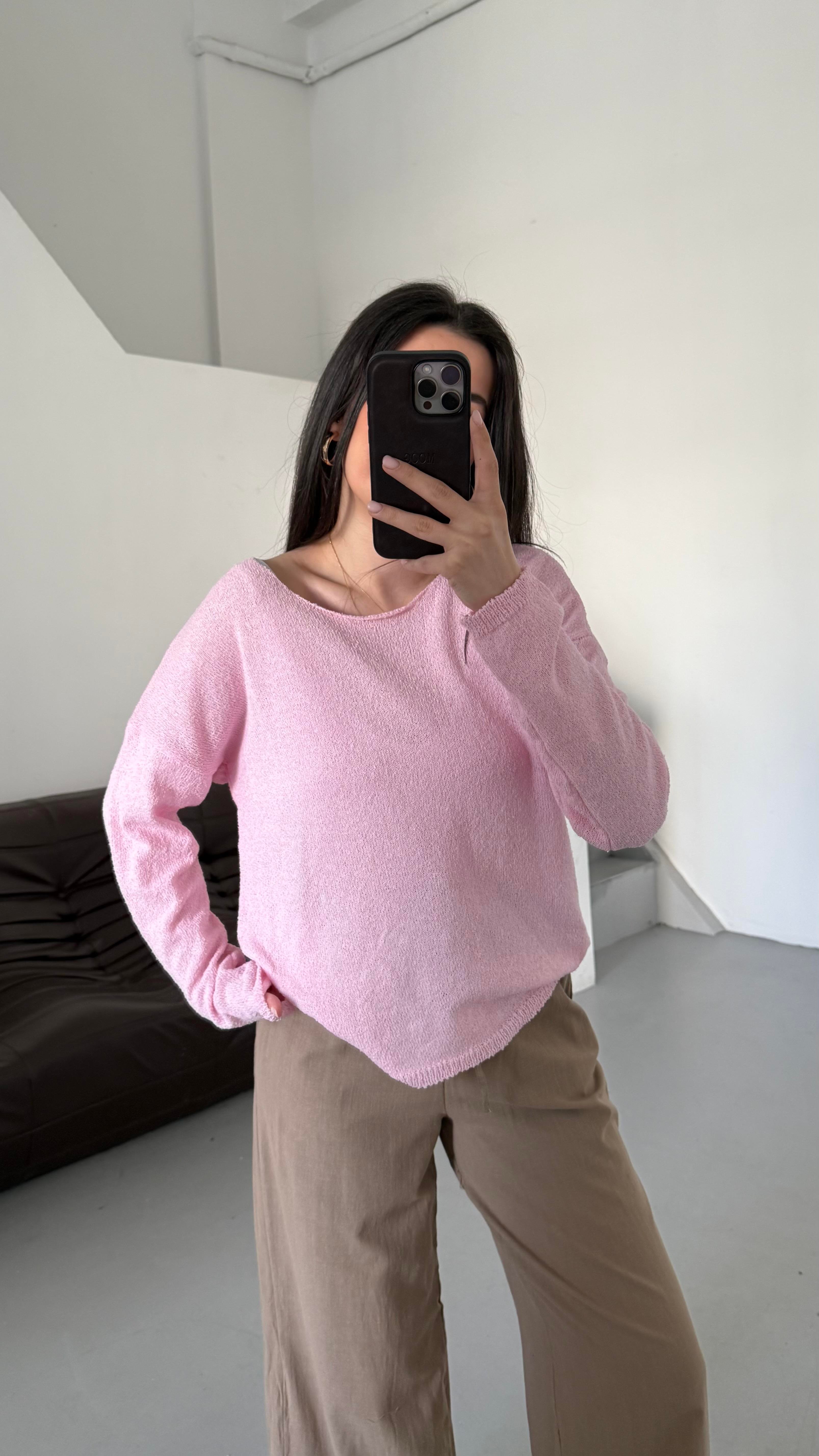 Pembe Mevsimik Merserize Triko